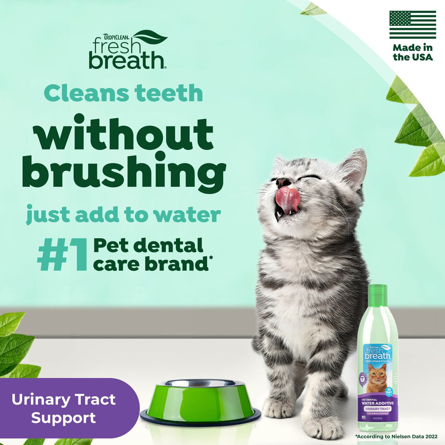 Tropiclean Fresh Breath Urinary Tract Cat Dental Health Water Additive, 16Oz