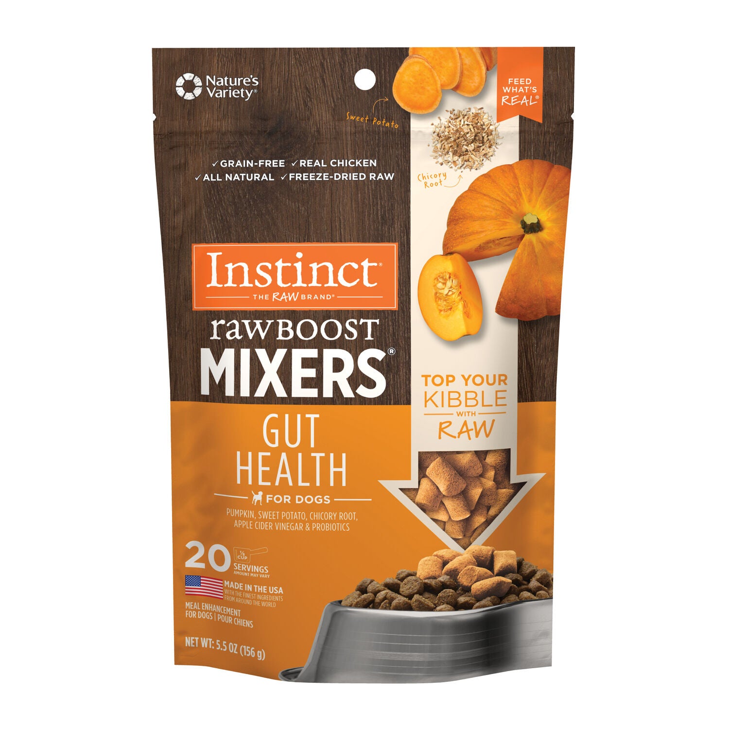 Instinct Raw Boost Mixers Gut Health FreezeDried Dog Food Topper, 0.