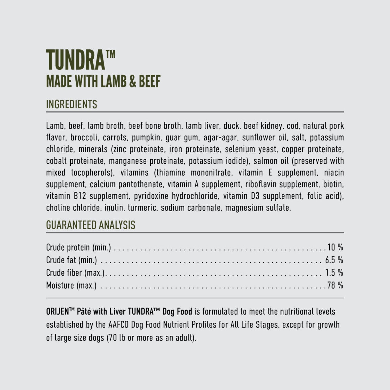 Orijen Pate Wet Dog Food, Tundra Recipe With Liver, 12.8-Oz