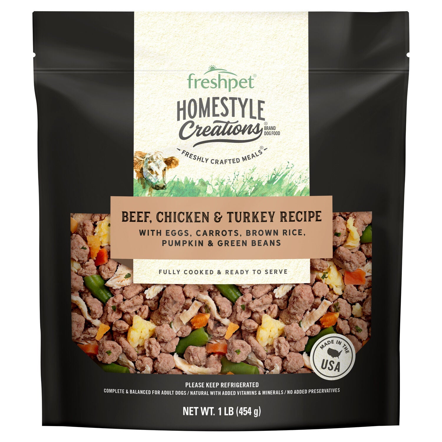 Freshpet Homestyle Creations Fresh Dog Food - Beef, Chicken & Turkey Recipe, 1-Lb Bag
