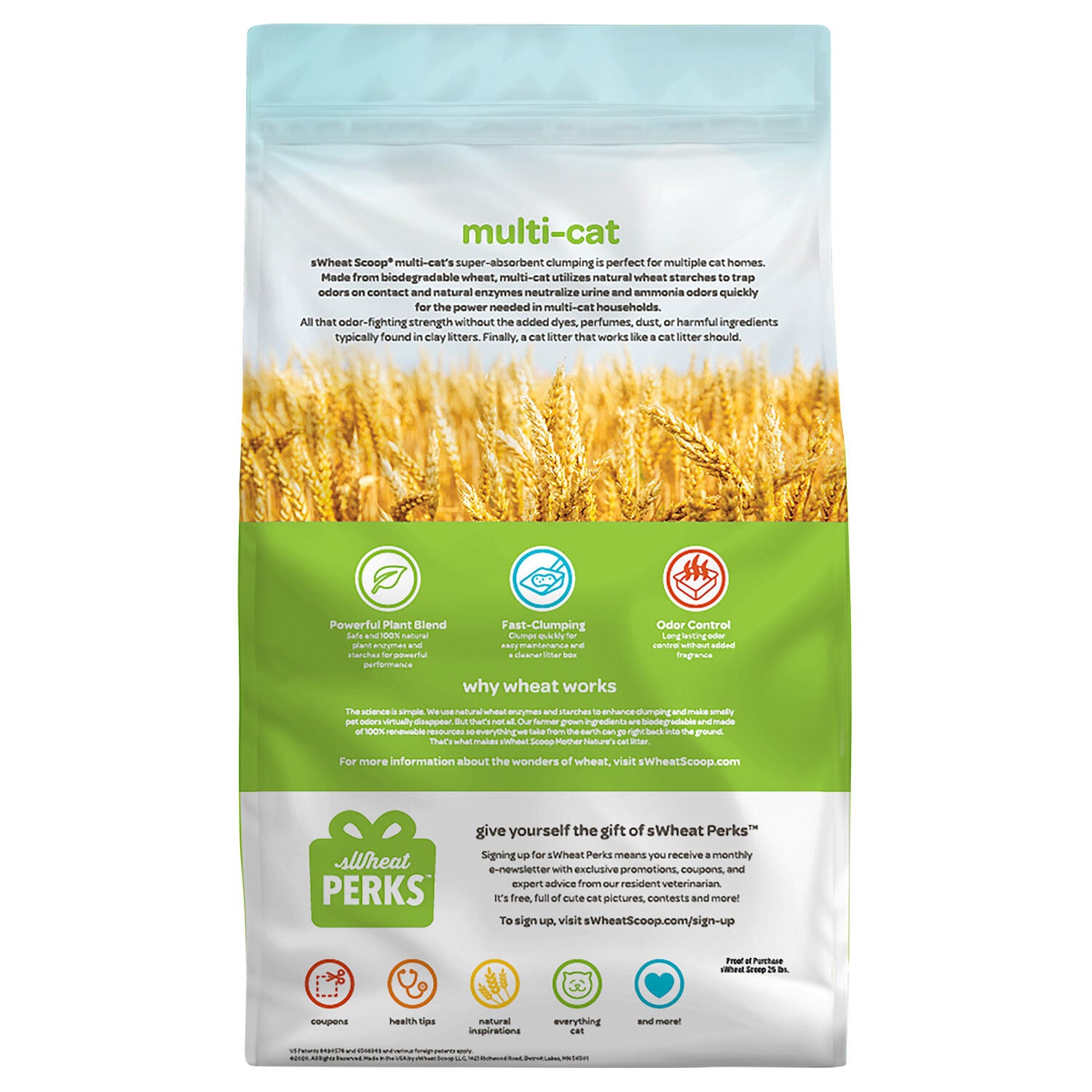 MultiCat Unscented Natural Clumping Wheat Litter 36lb Pet Supermarket