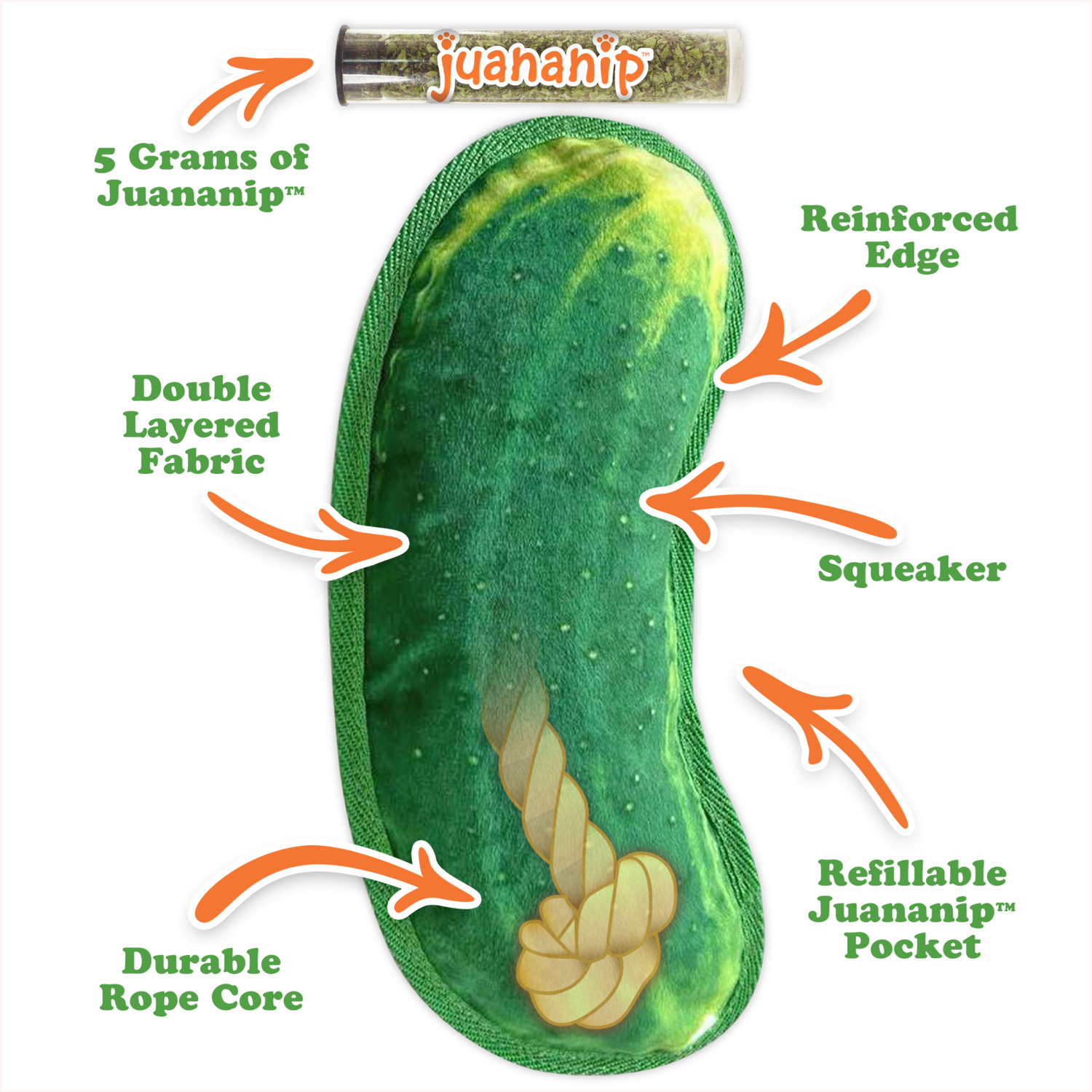 Doggijuana Tuffer Chewer Dill Pickle With Juananip Refillable Dog Toy