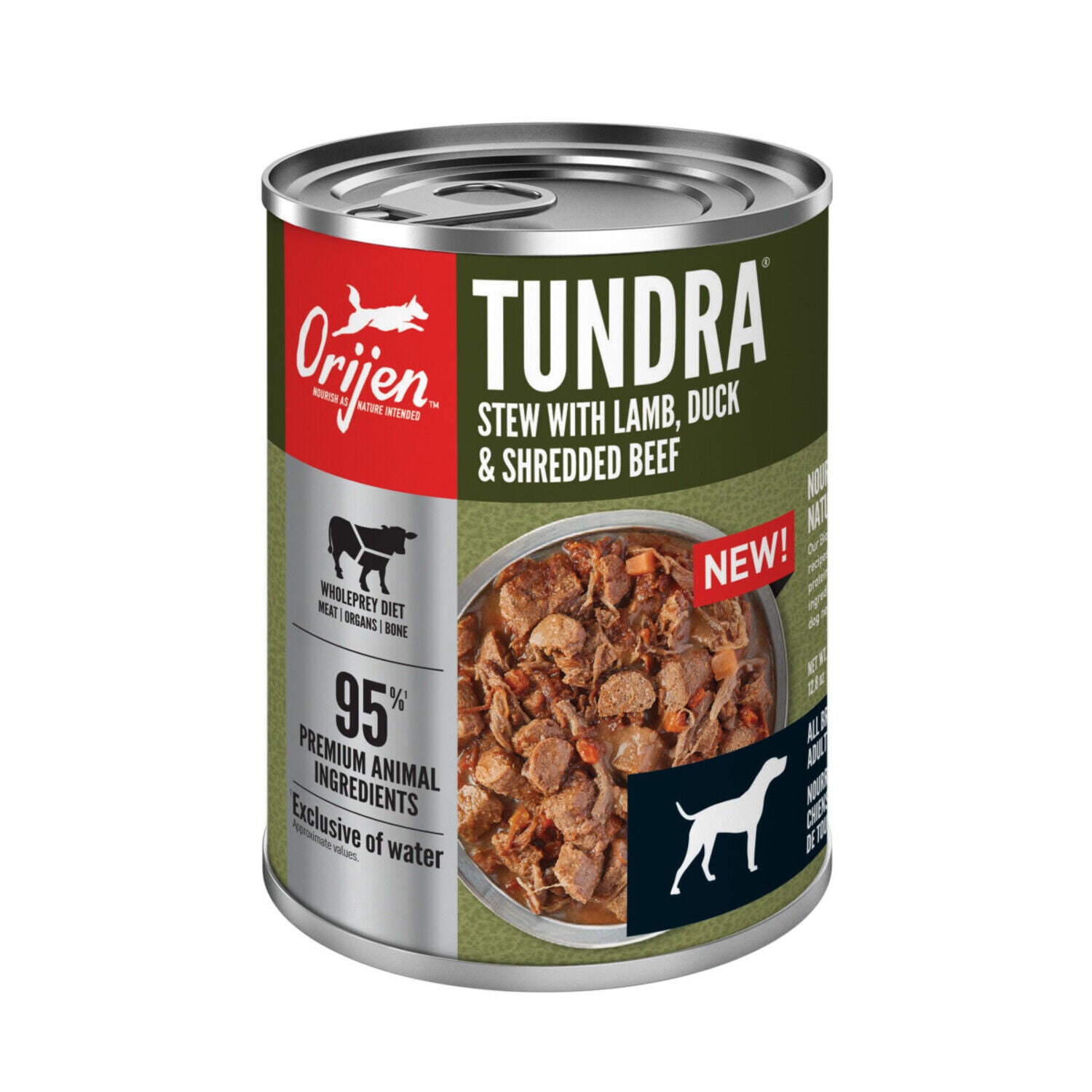 Orijen Real Meat Shreds Wet Dog Food, Tundra Stew Recipe, 12-Pack - 12.8-Oz Cans