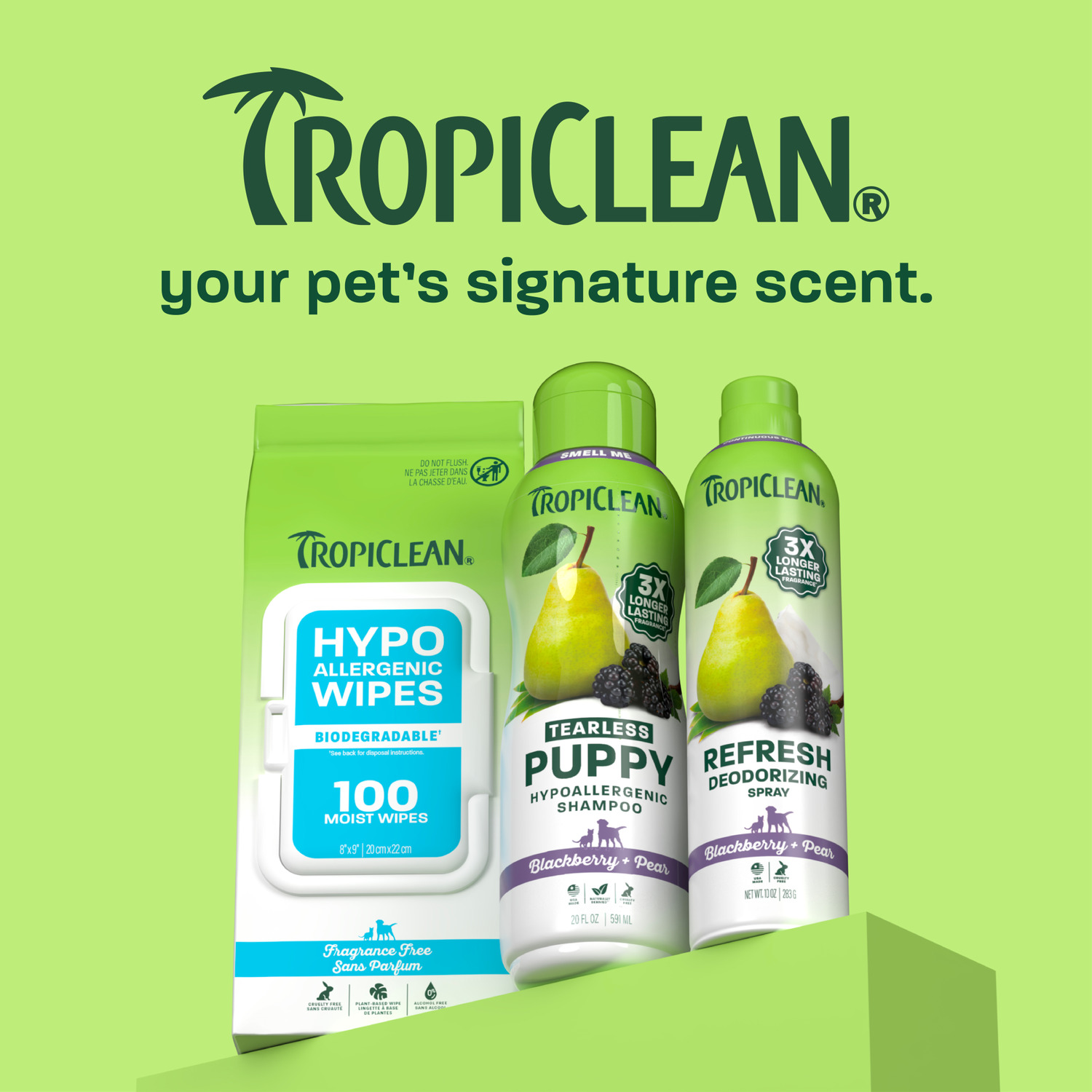 Tropiclean Tearless Hypoallergenic Puppy Shampoo, Blackberry Pear Scent, 20-Oz Spray Bottle