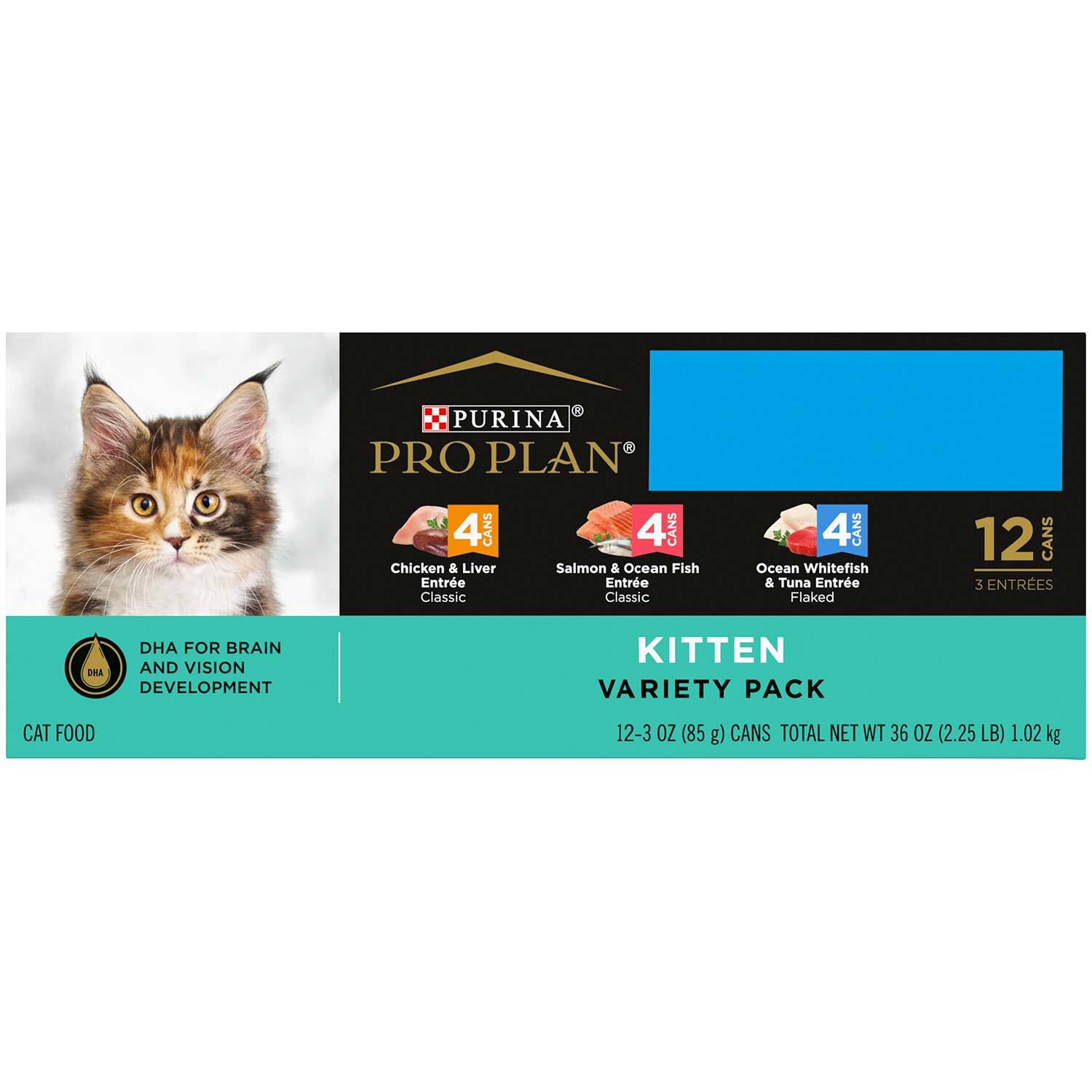 Purina Pro Plan High Protein Wet Kitten Food Variety Pack, Development Kitten Favorites - (12) 3 Oz. Cans