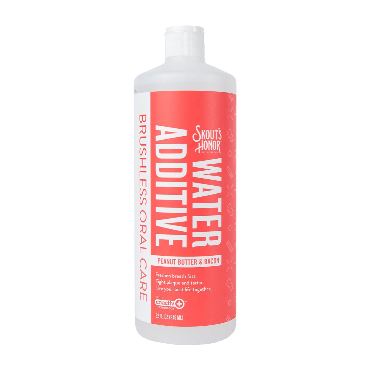 Skout's Honor Oral Care Water Additive For Dogs, Peanut Butter & Bacon Flavor, 32Oz