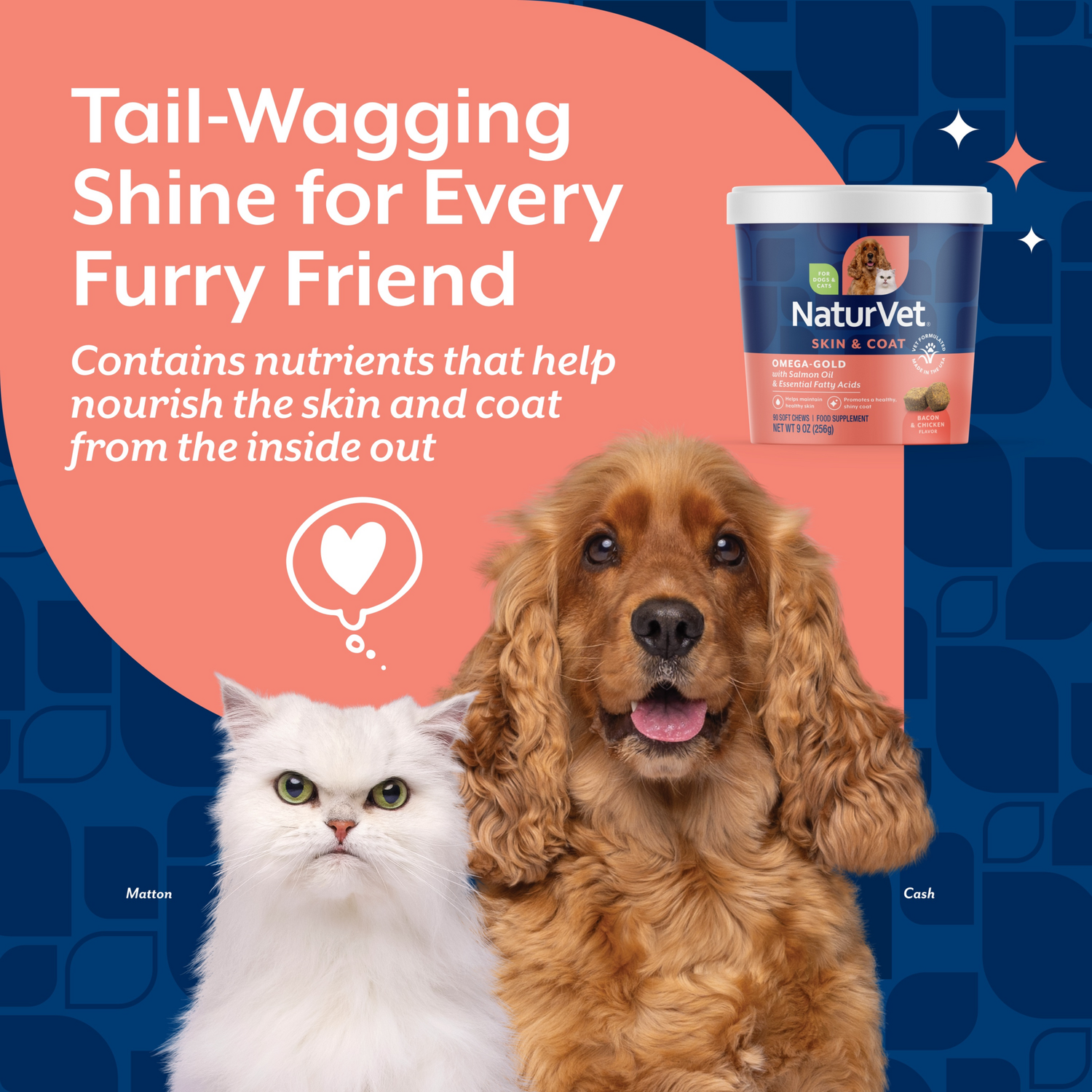 Naturvet Omega-Gold Plus Salmon Oil Skin & Coat Soft Chew Supplements For Dogs & Cats