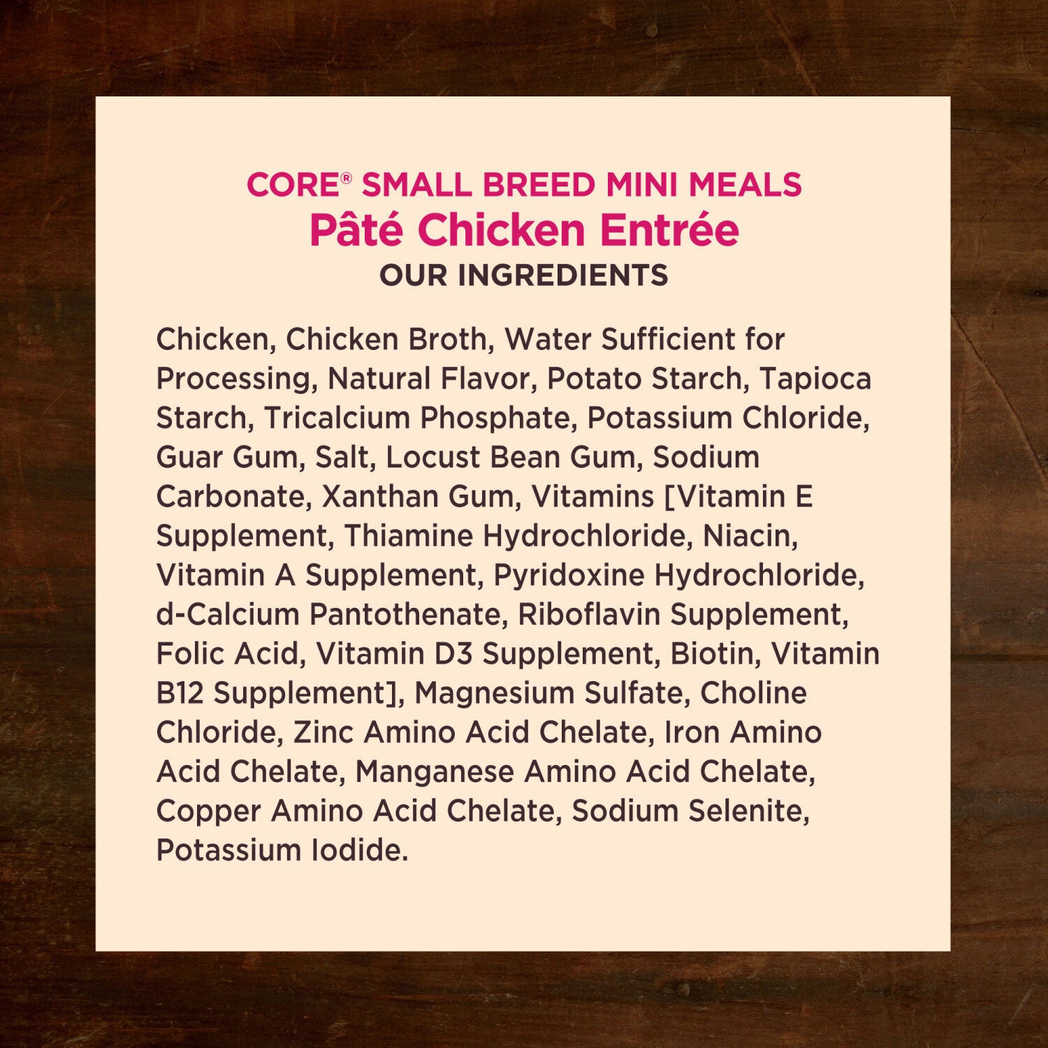 Wellness Core Natural Grain Free Small Breed Mini Meals Wet Dog Food, Pat&eacute; Chicken Entr&eacute;e, 3-Ounce Pouch