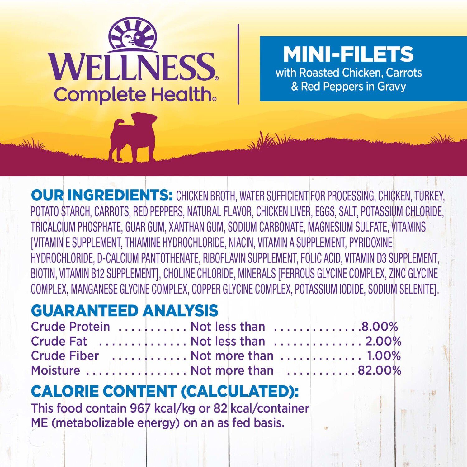 Wellness Petite Entr&eacute;es Mini-Filets Small Breed Wet Dog Food With Roasted Chicken, Carrots & Red Peppers In Gravy, 3-Ounce Cup