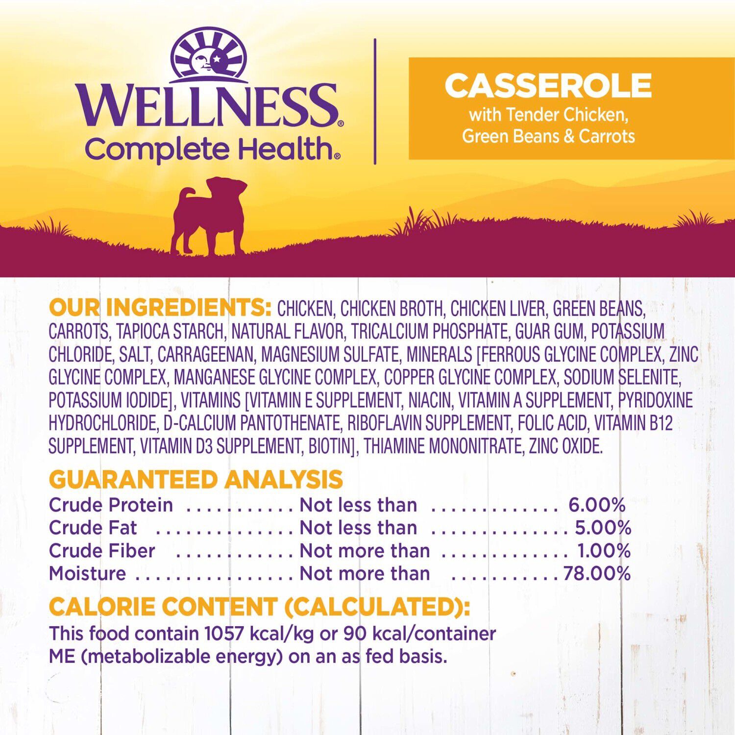 Wellness Petite Entr&eacute;es Small Breed Wet Dog Food Casserole With Tender Chicken, Green Beans & Carrots, 3-Ounce Cup