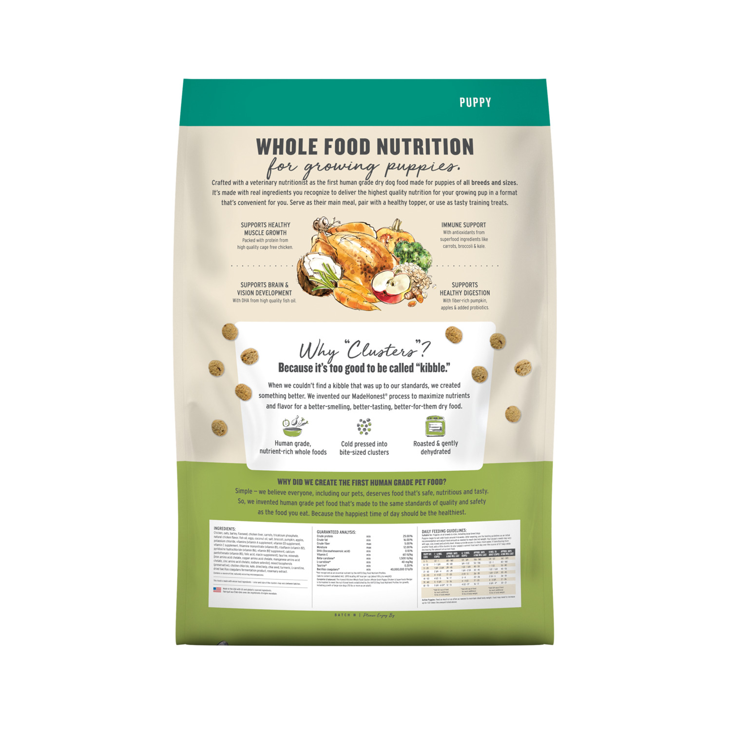 The Honest Kitchen Gourmet Whole Food Clusters Whole Grain Chicken & Superfoods Recipe Puppy Dry Dog Food, 20-Lb