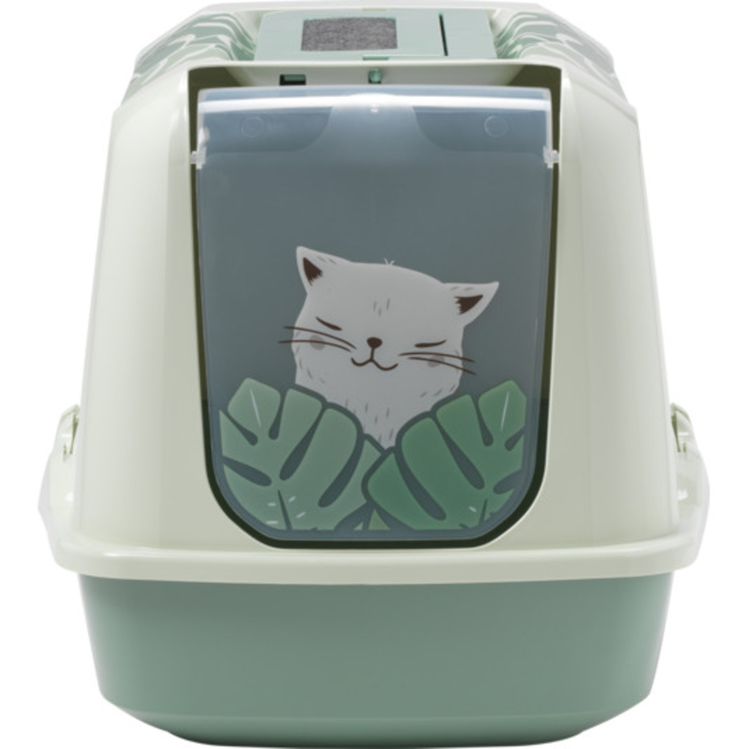 Moderna Trendy Eden Jumbo Hooded Cat Litter Box, Soft Green