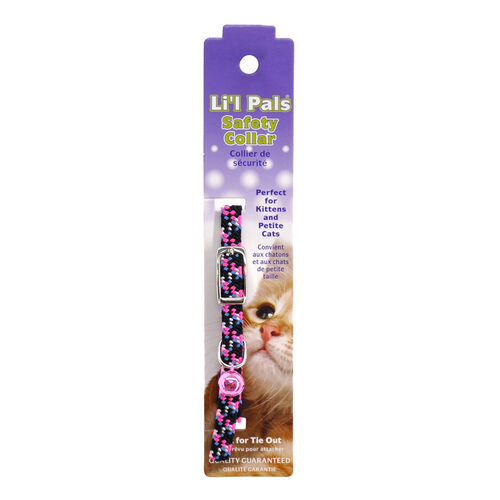 Li'L Pals Elasticized Safety Kitten Collar With Reflective Threads - Pink