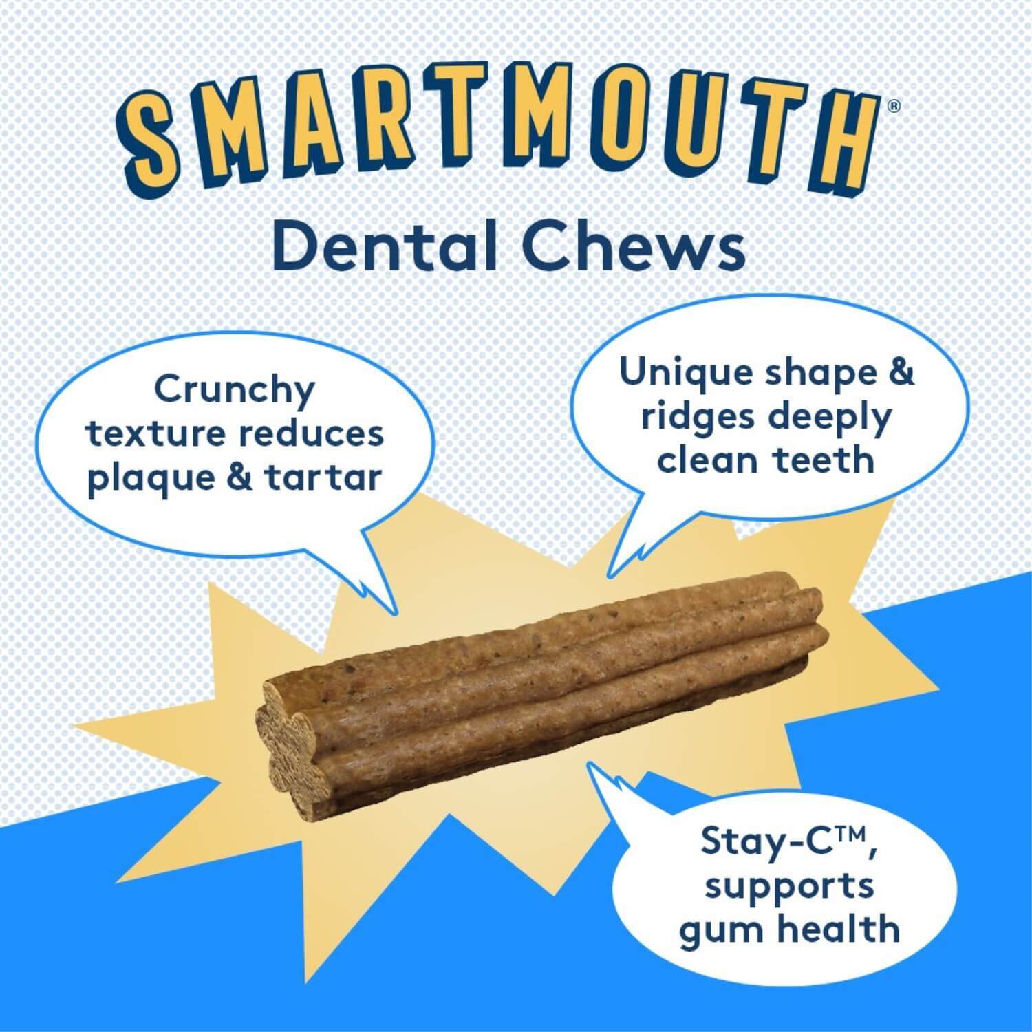 The Missing Link Smartmouth 7-In-1 Dental Chew Dog Treats For Small/Medium Dogs
