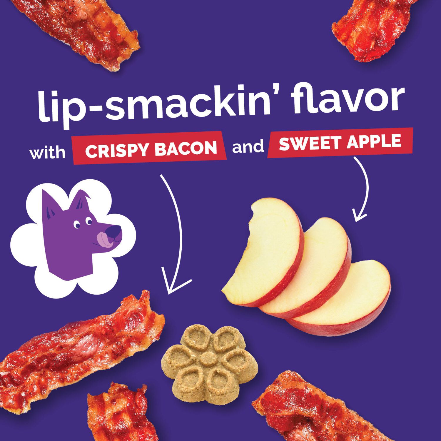 Fruitables Biggies Crunchy Biscuit Dog Treats, Crispy Bacon & Apple, 16-Oz