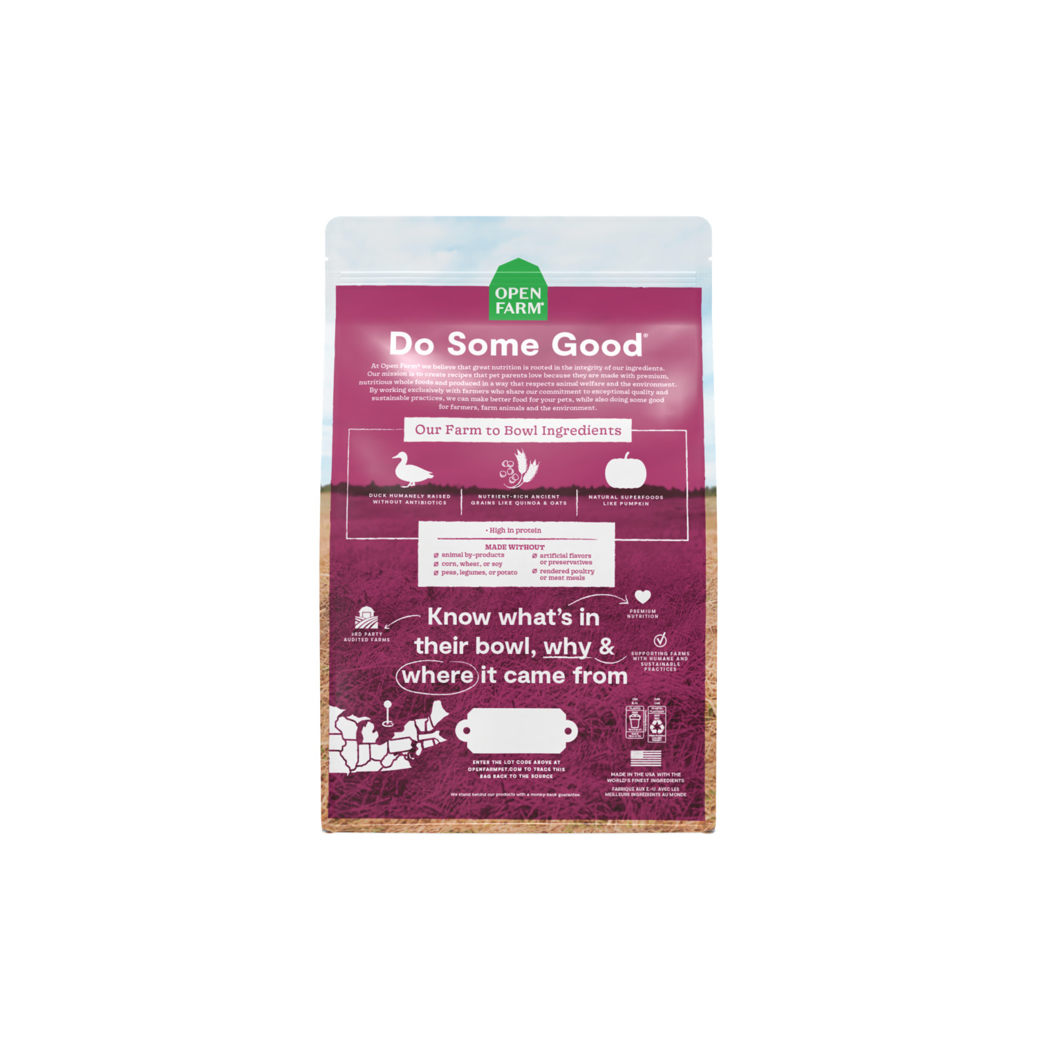 Open Farm Farmstead Duck With Ancient Grains Dry Dog Food Recipe, 4-Lb.