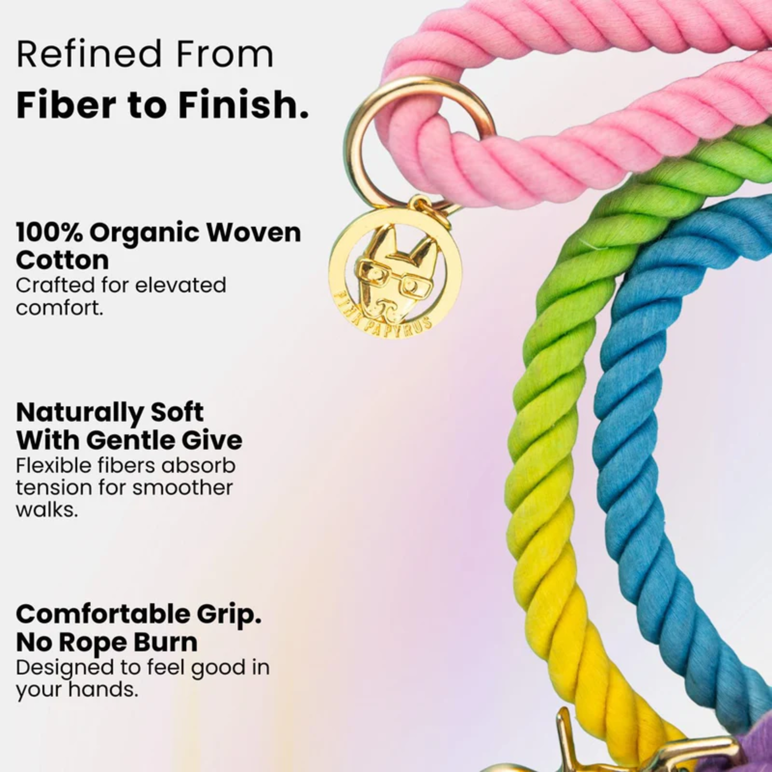 Pink Papyrus Maggie Rope Dog Leash, 6 Feet Long, Pink