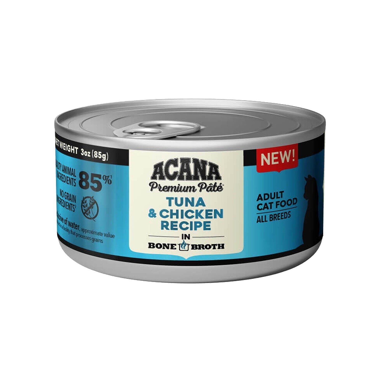 Acana Premium Pate Wet Cat Food, Tuna And Chicken In Bone Broth Recipe Wet Cat Food, 3-Oz