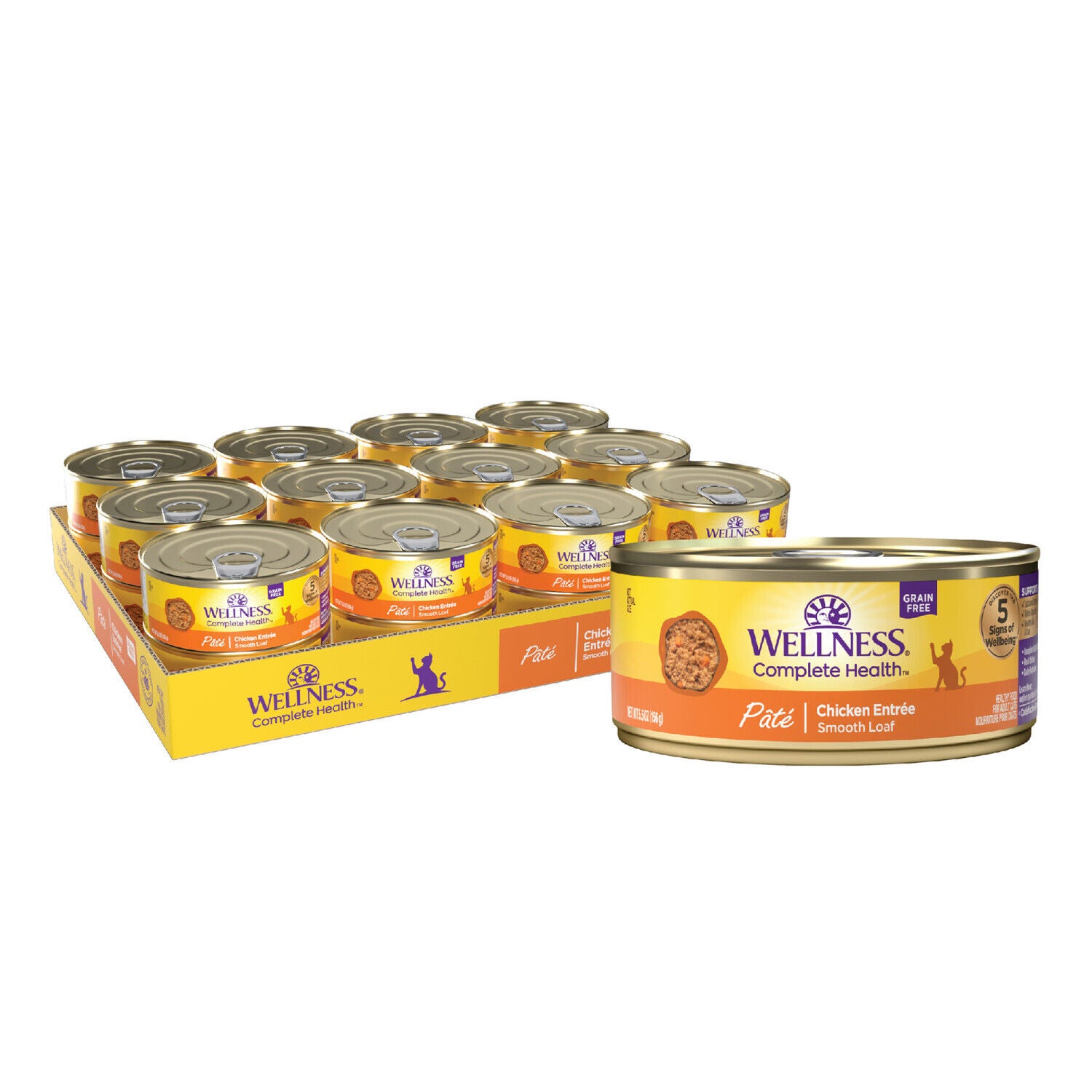 Wellness Complete Health Pate Adult Wet Cat Food, Natural, Protein-Rich, Grain Free, Chicken Recipe