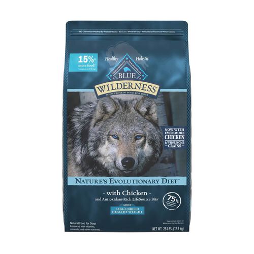 Blue Buffalo Wilderness High Protein Natural Large Breed Healthy Weight Adult Dry Dog Food Plus Wholesome Grains, Chicken
