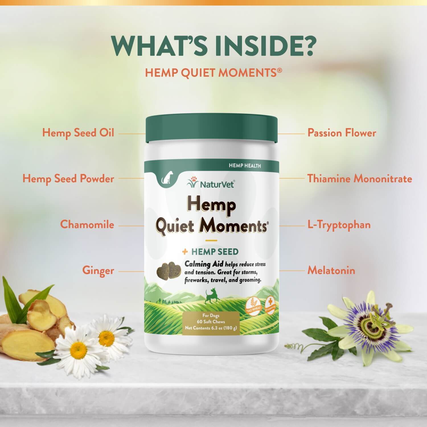 Naturvet Hemp Quiet Moments Calming Aid Soft Chews For Dogs