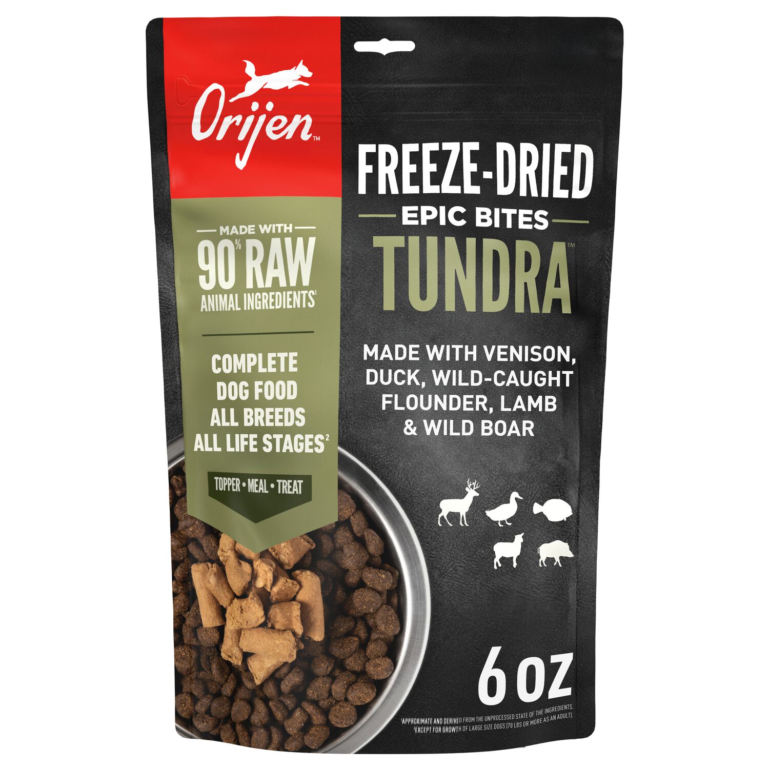 Orijen Epic Bites Freeze-Dried Dog Food, Tundra Recipe, 6-Oz