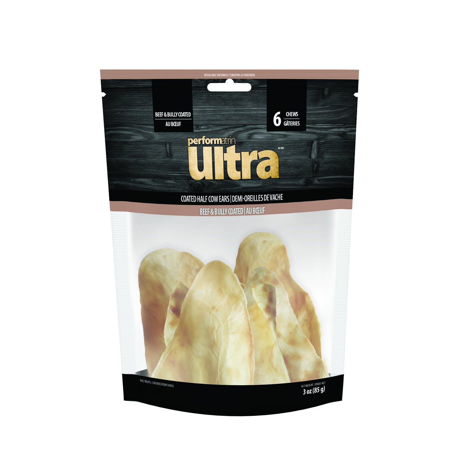 Performatrin Ultra Beef Coated Cow Ears Natural Dog Treats, 6 Pack