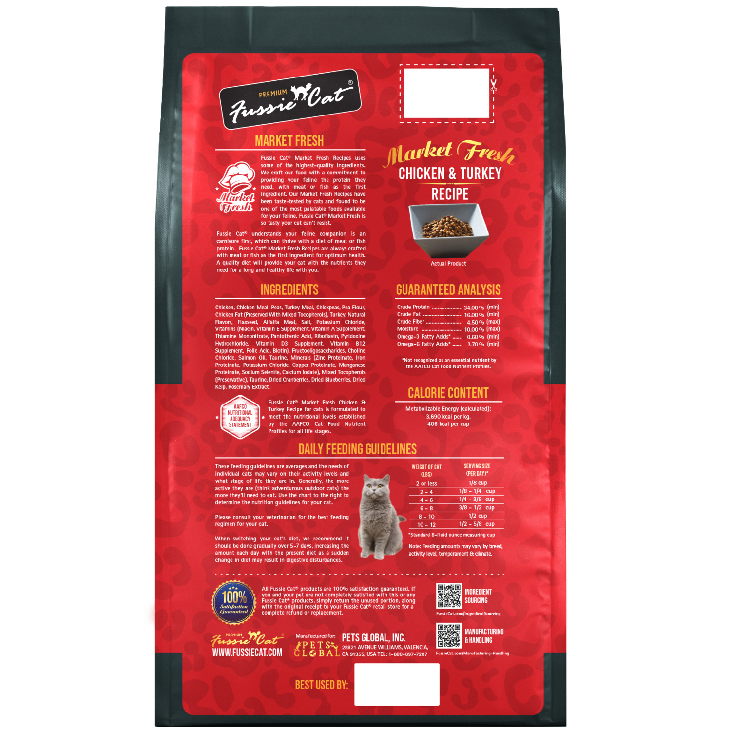 Fussie Cat Market Fresh Chicken & Turkey Recipe Grain Free Dry Cat Food, 10Lb