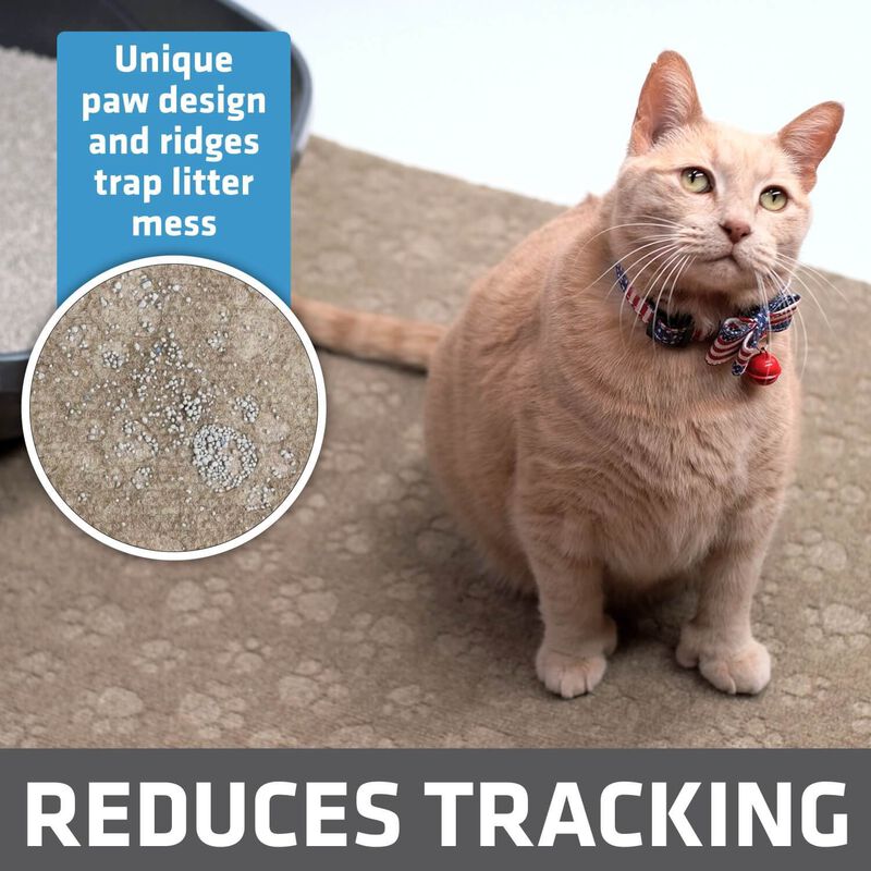 Premium Debossed Paw Litter Trapping Mat - Taupe image number 2