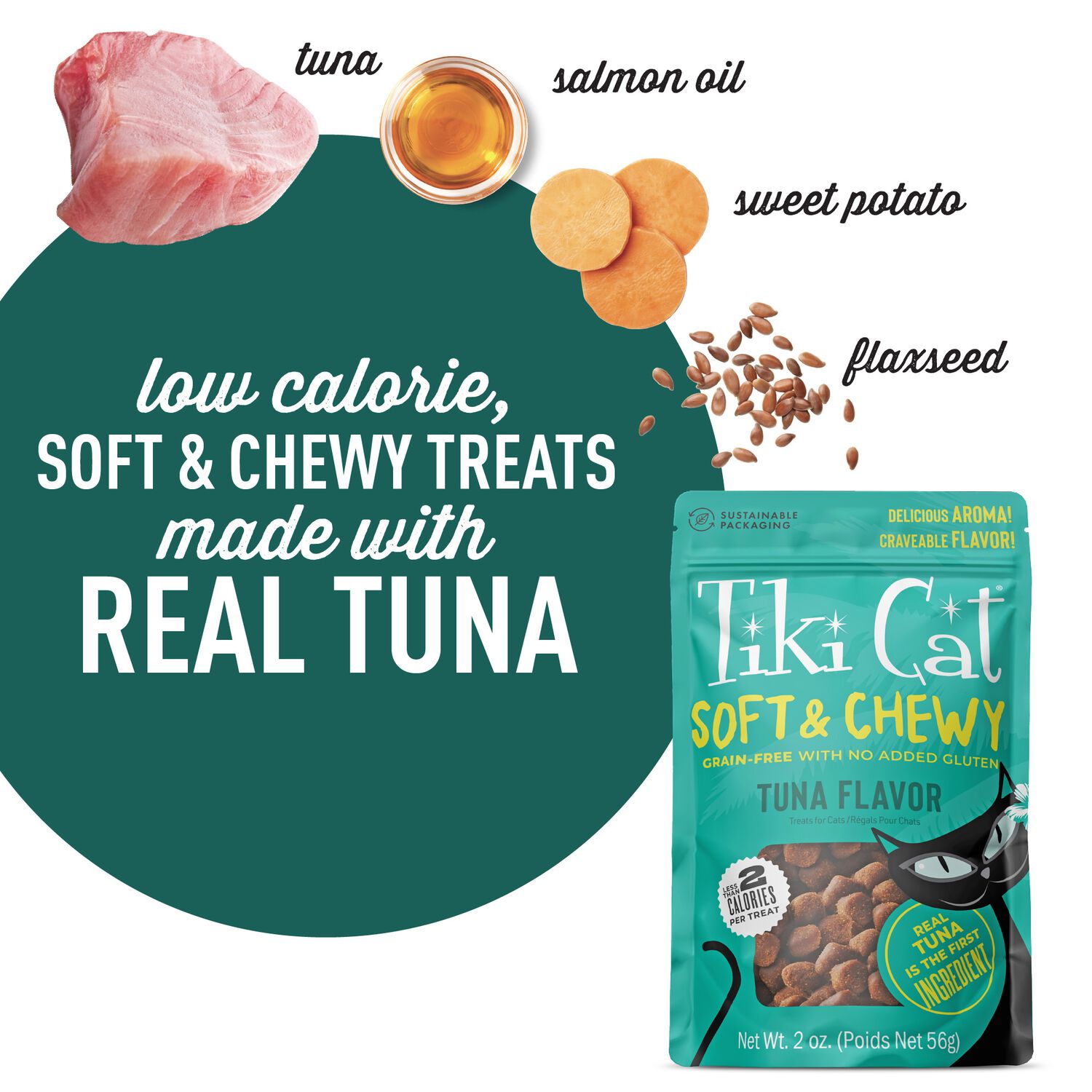 Tiki Cat Soft & Chewy Tuna Flavor Cat Treats, 2-Oz Bag