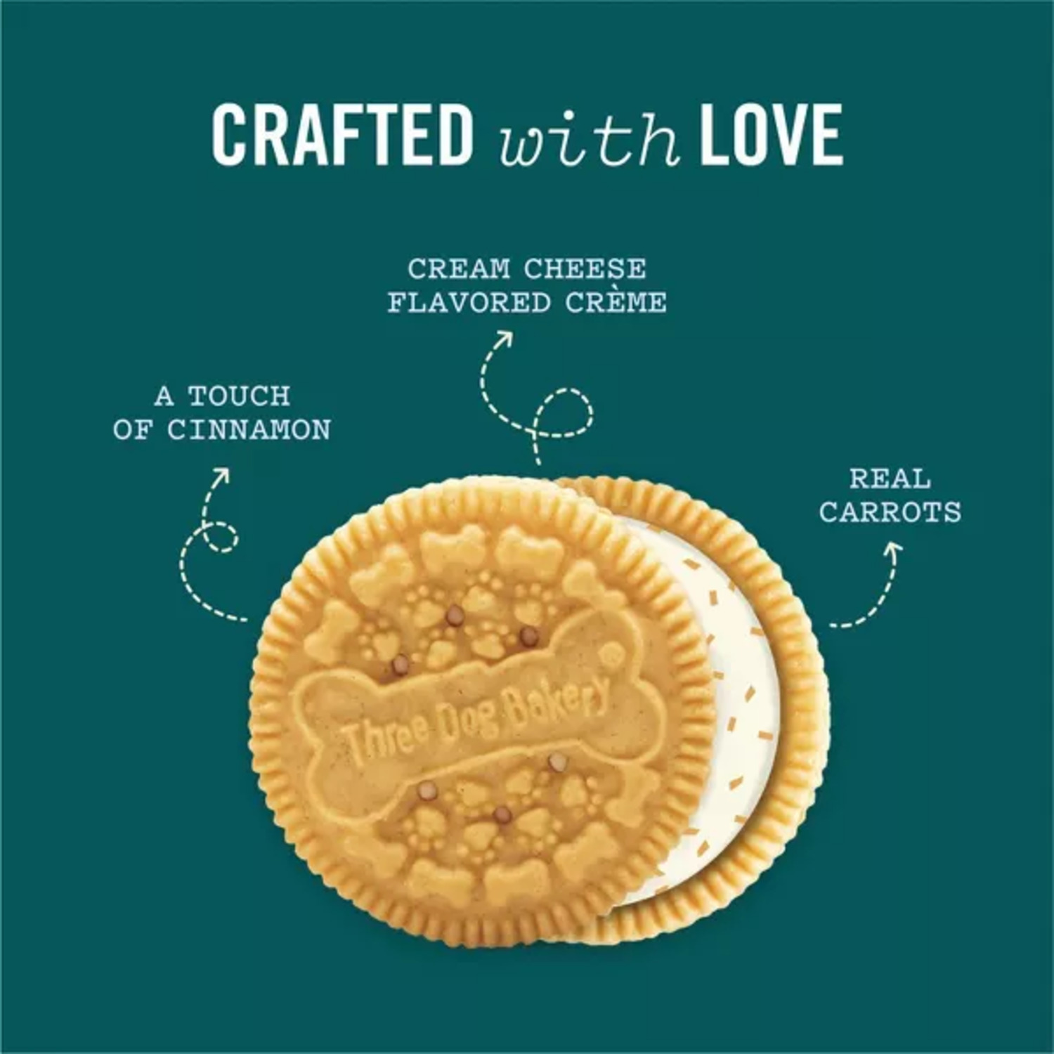 Three Dog Bakery Carrot Cake Lick'n Crunch Cookie Dog Treats, 13Oz