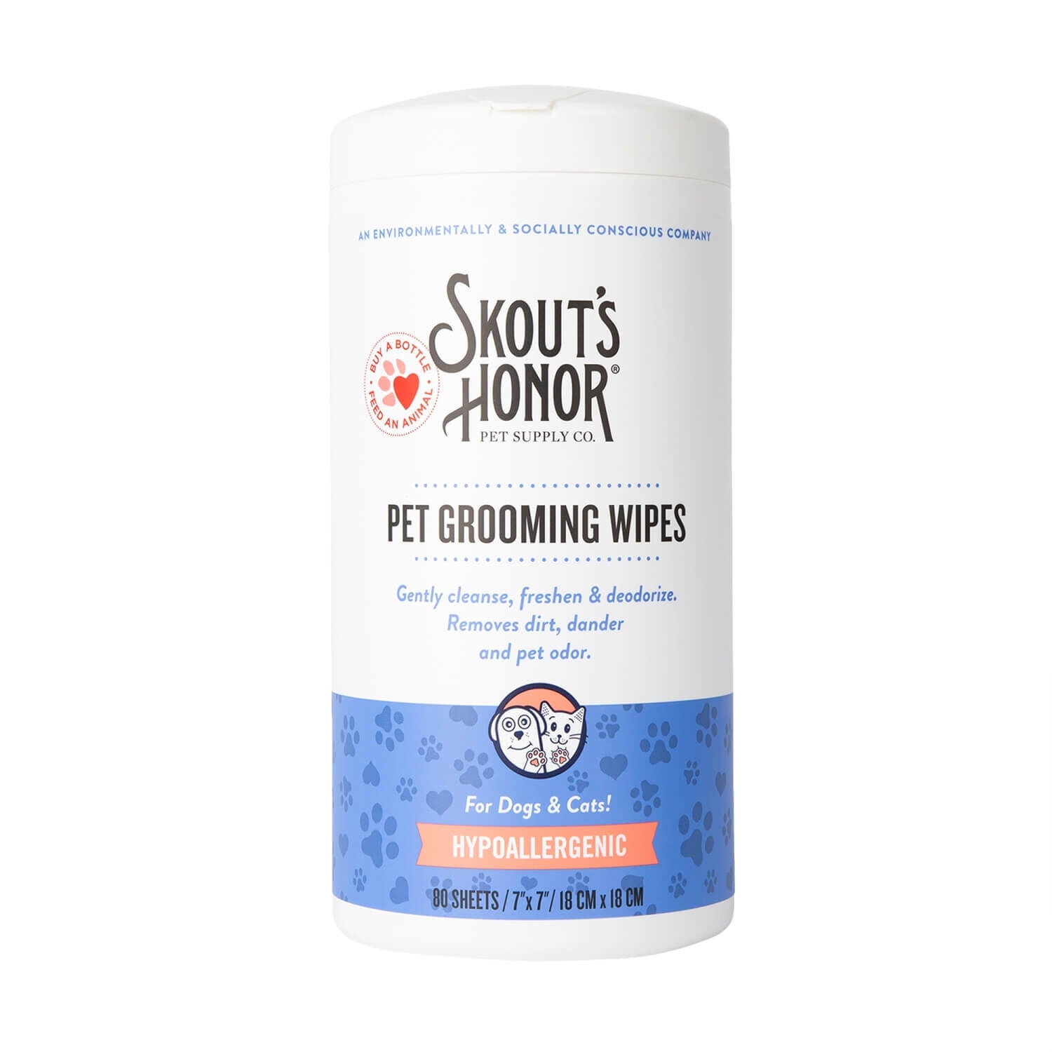 Skout's Honor Hypoallergenic Pet Grooming Wipes For Dogs & Cats