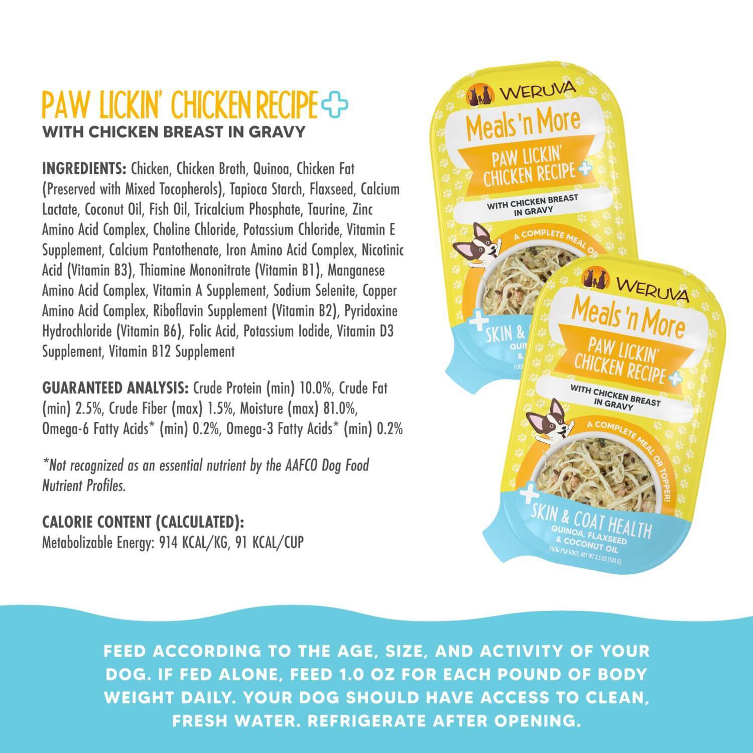 Weruva Dog Meals 'N More Natural Paw Lickin&rsquo; Chicken Recipe Plus Skin & Coat Health Wet Dog Food