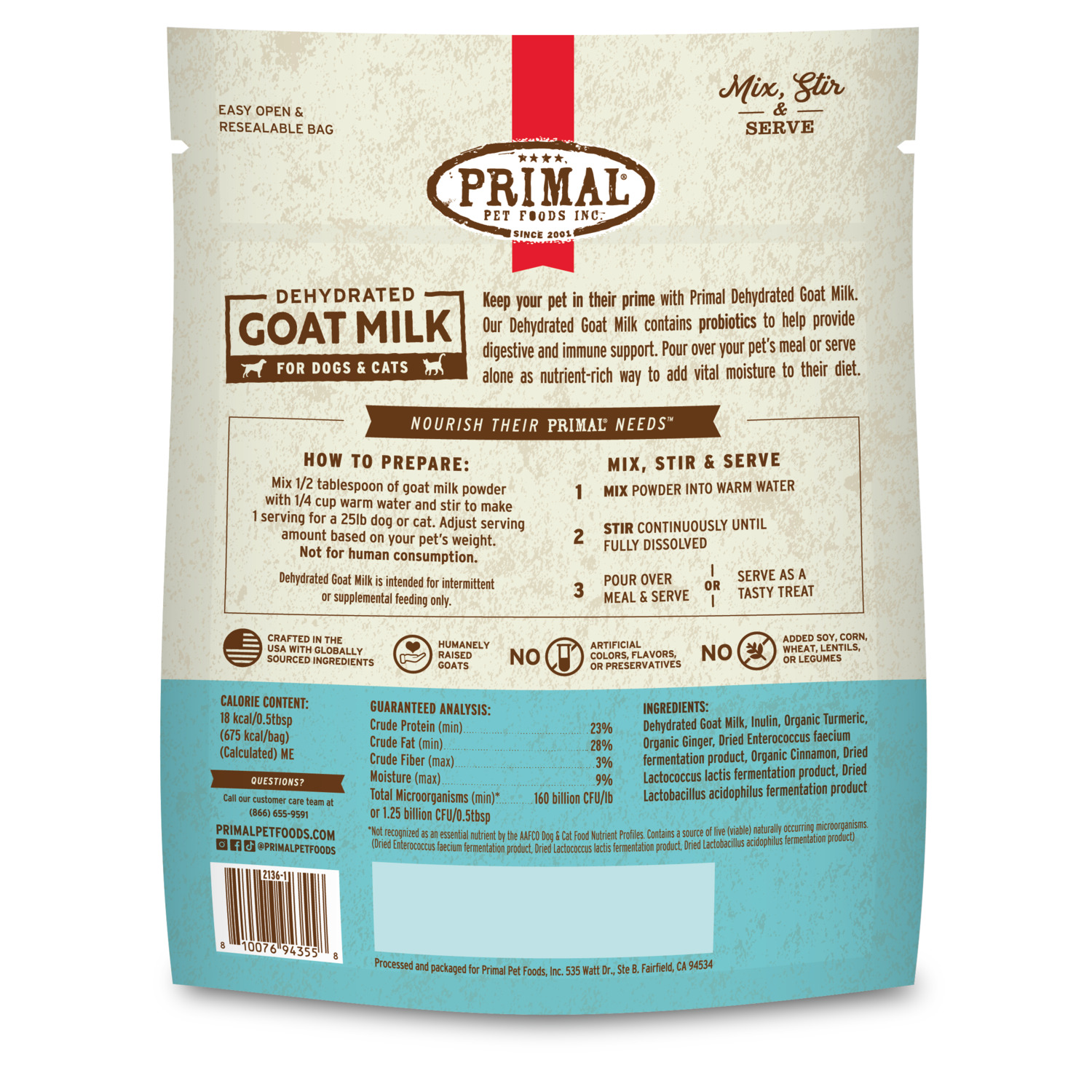 Primal Dehydrated Goat Milk Dog & Cat Food Topper, 5.2-Oz