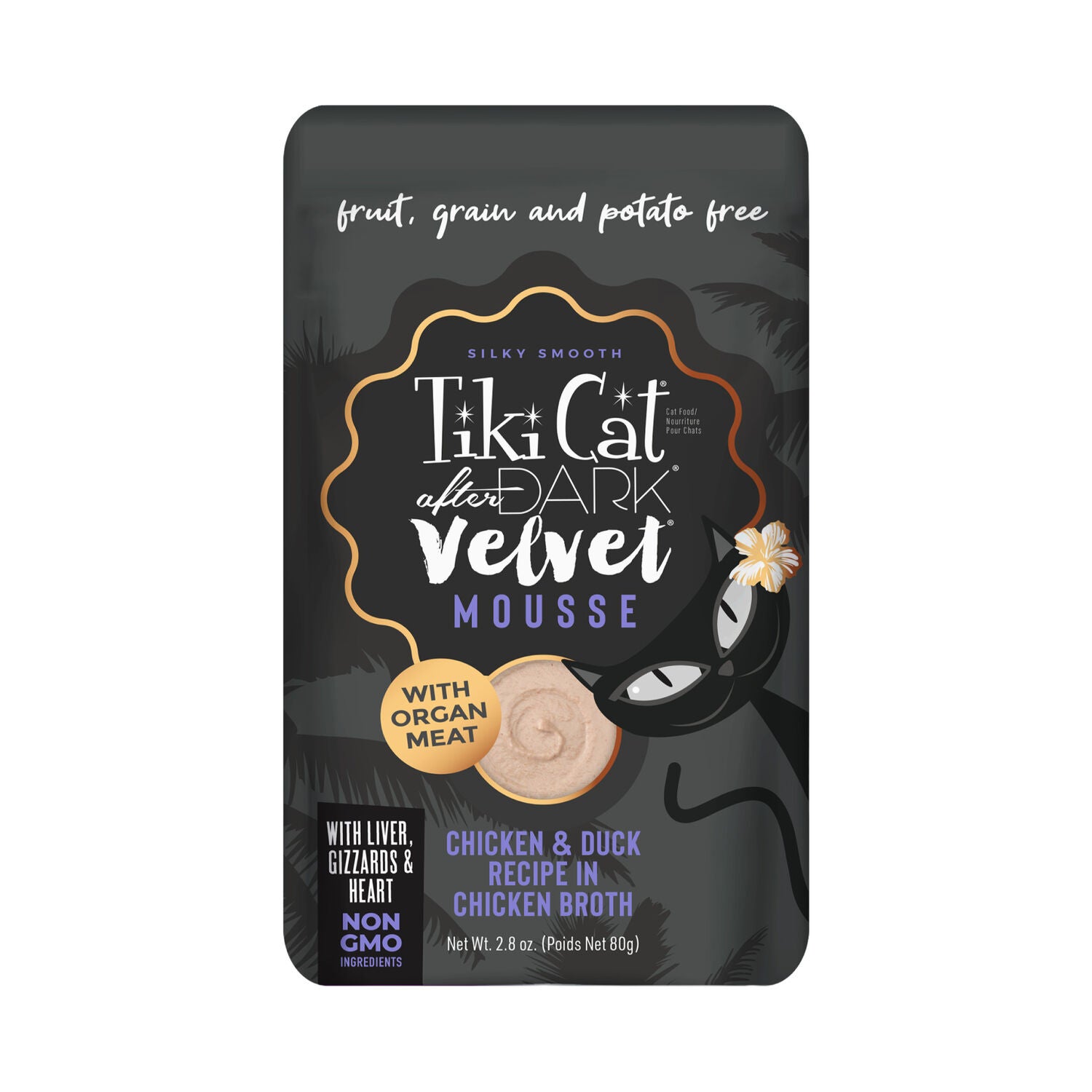 Tiki Cat After Dark Velvet Mousse, Chicken & Duck, 2.8-Oz Pouch Pack Of 12
