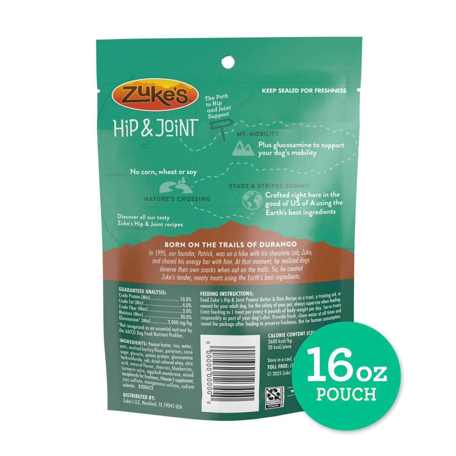Zuke's Hip & Joint Soft & Chewy Dog Treats, Peanut Butter & Oats