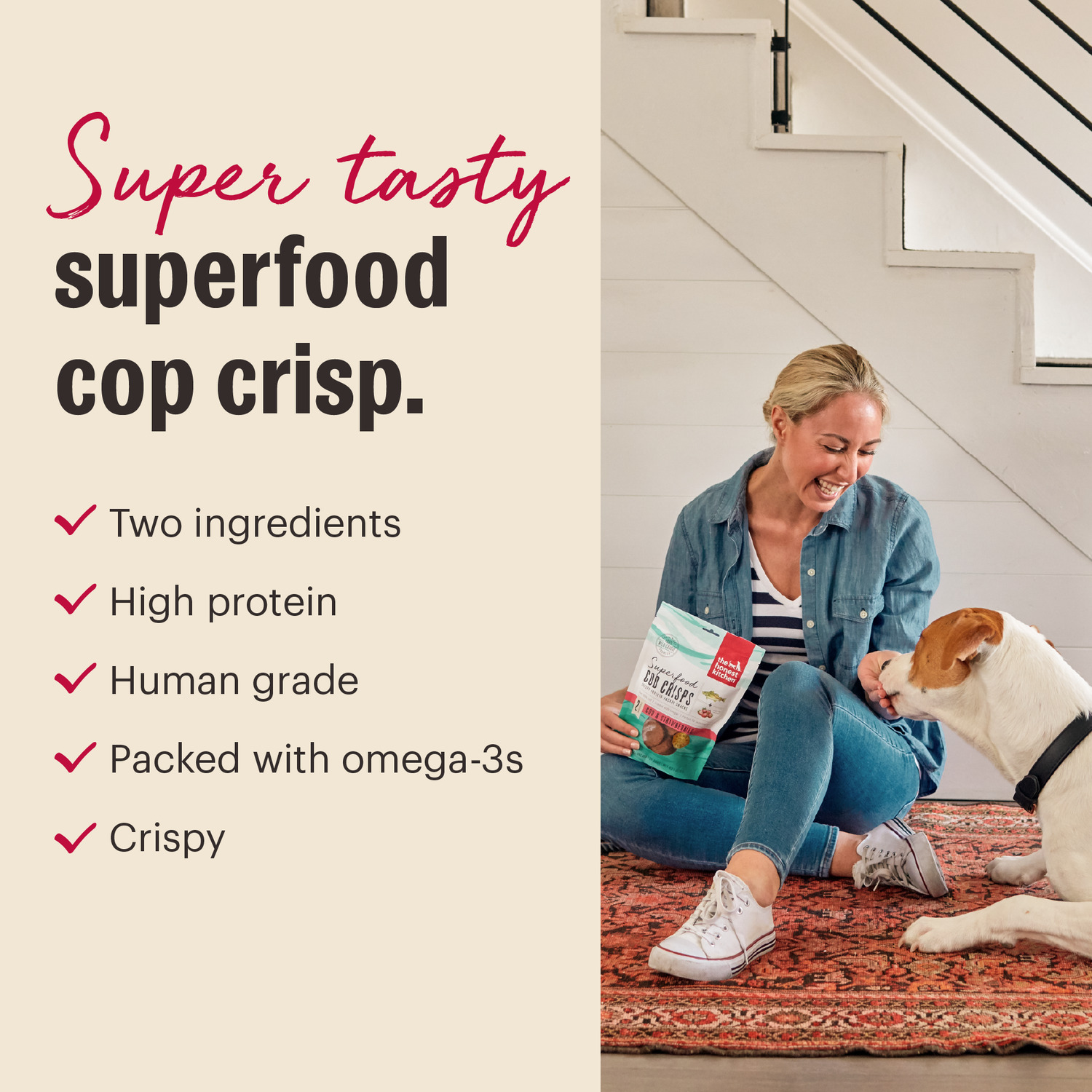 The Honest Kitchen Superfood Cod Crisps Limited Ingredient Dog Treats, Cod & Blueberries, 3-Oz