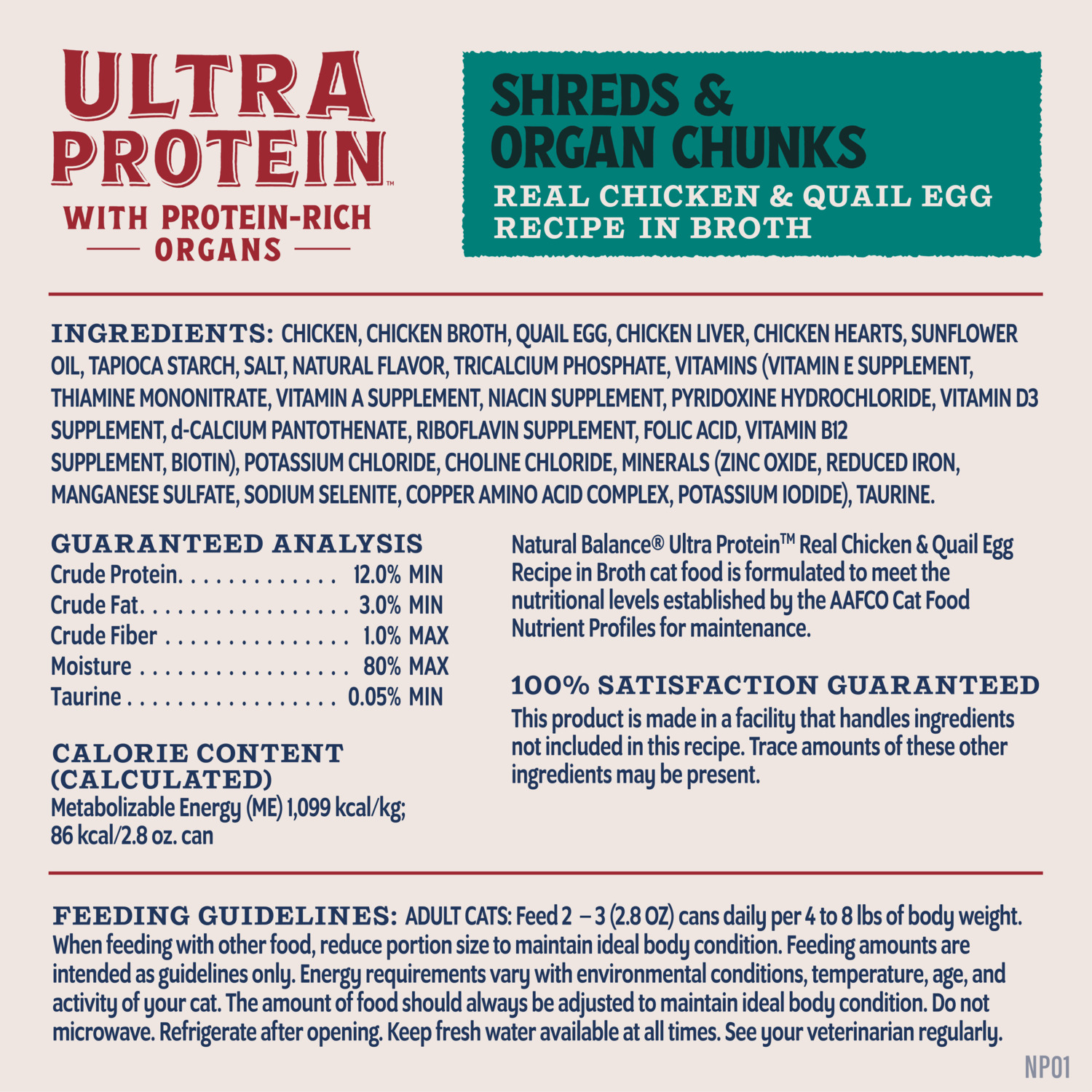 Natural Balance Ultra Protein Wet Cat Food, Chicken Recipe With Quail Egg In Broth, 2.8 Oz.