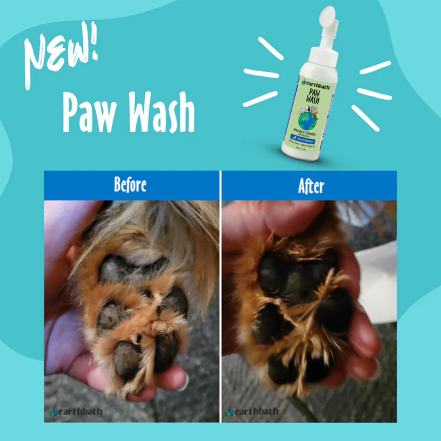 Earthbath Cat & Dog Paw Wash, Avocado & Calendula With Shea Butter, 8-Oz Bottle