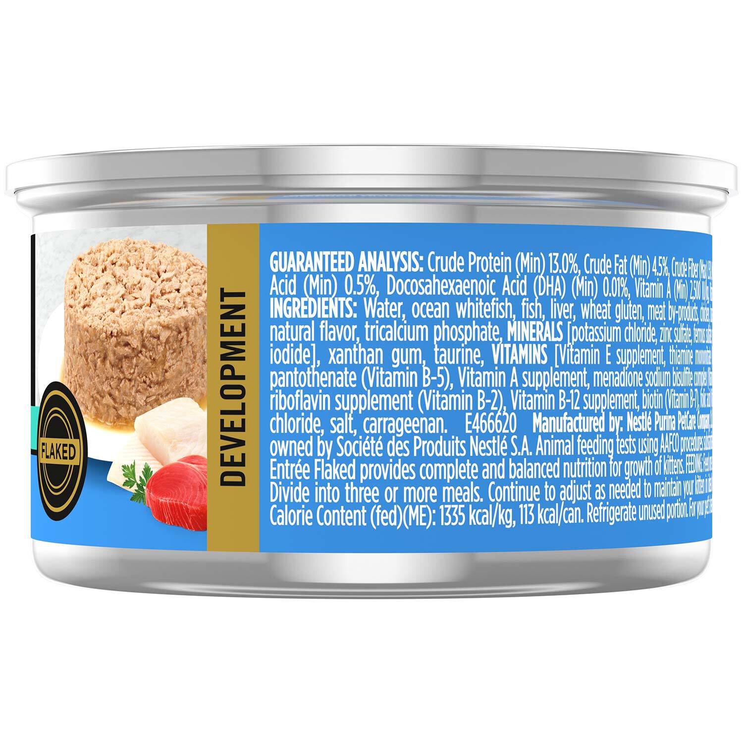 Purina Pro Plan Wet Kitten Food, Flaked Ocean Whitefish And Tuna Entree - 3-Oz Can