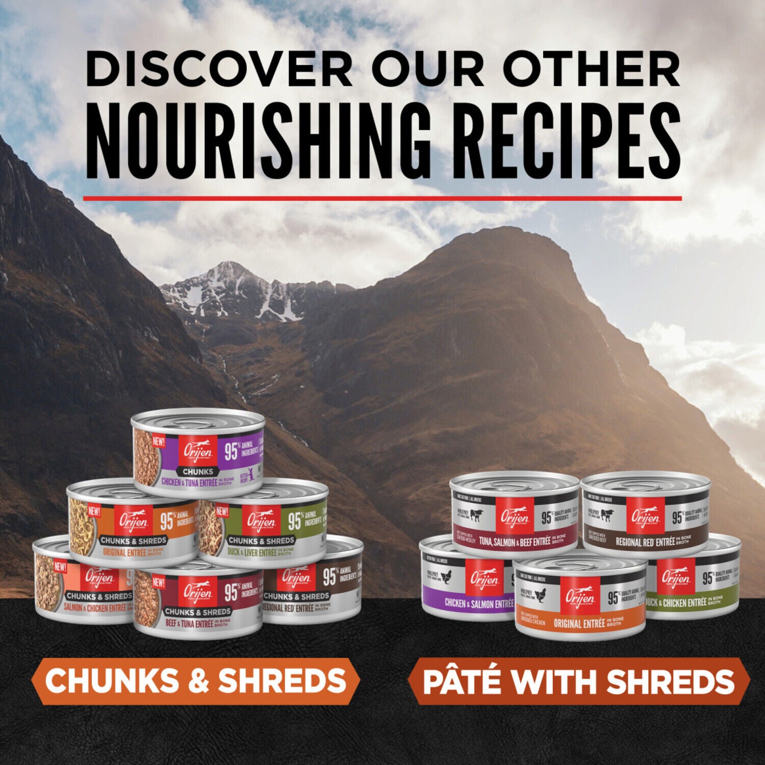 Orijen Chunks & Shreds Wet Cat Food, Original Entree, 5.5-Oz Pack Of 6