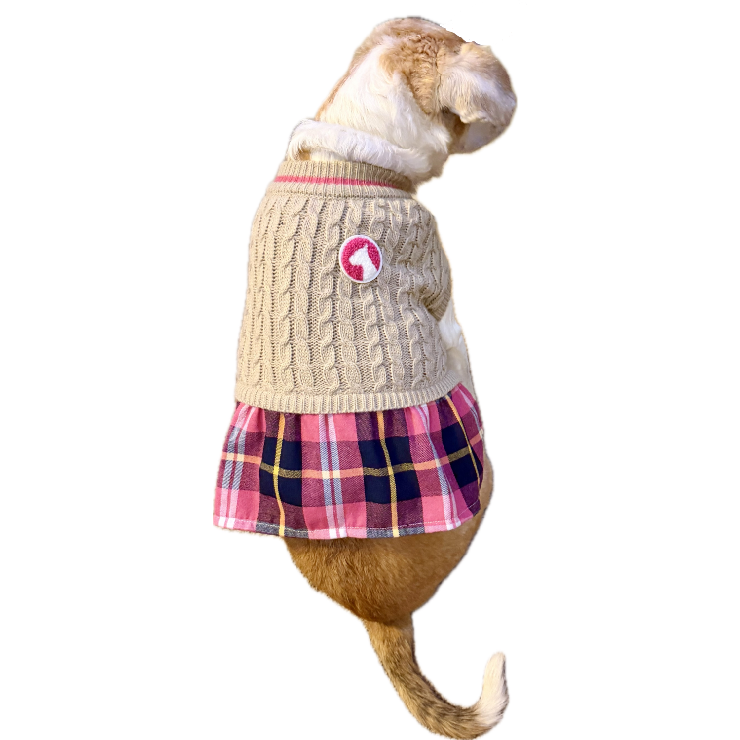 Aristopet Pink Varsity Cable Knit Sweater Dog Dress, Pink, Extra Large