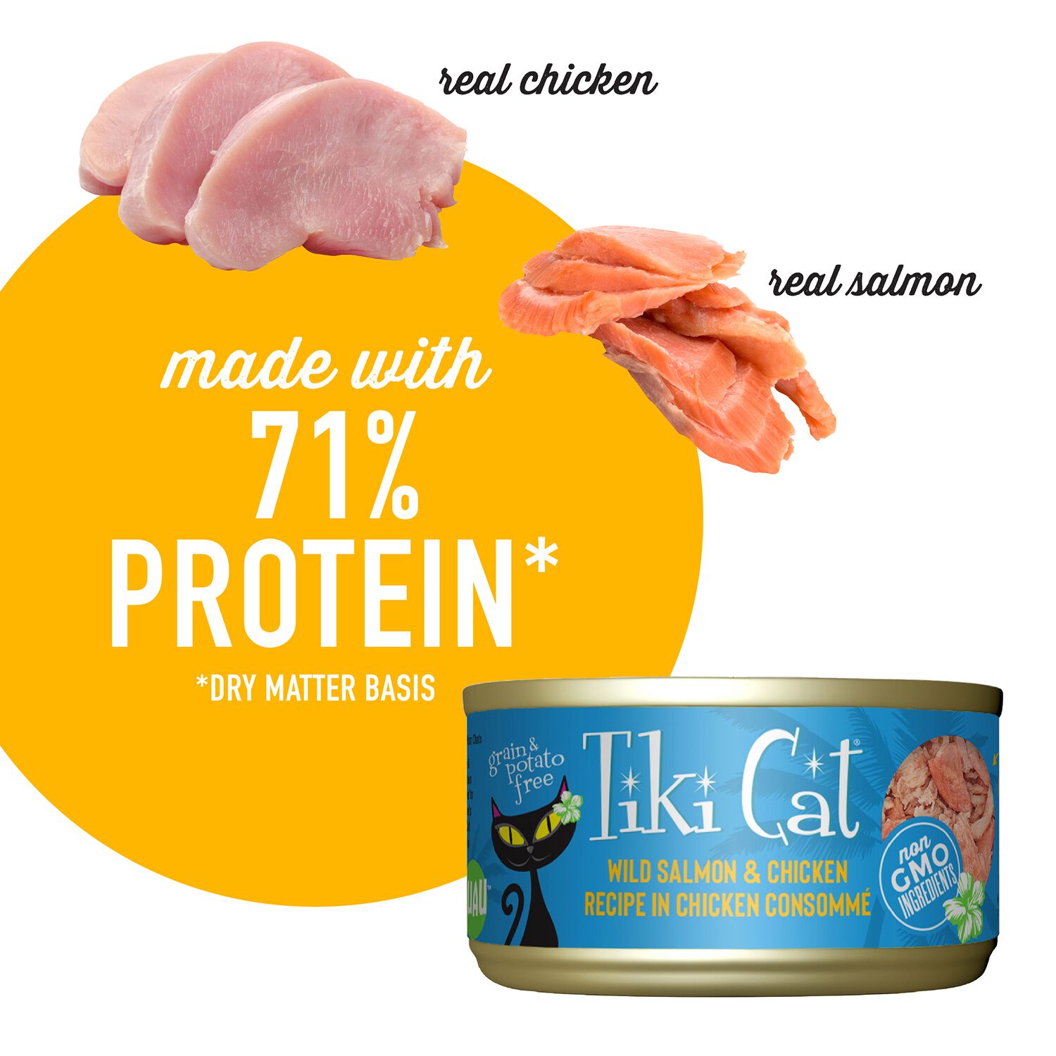 Tiki Cat Luau Wet Cat Food, Wild Salmon & Chicken, 2.8-Oz Can 12-Count