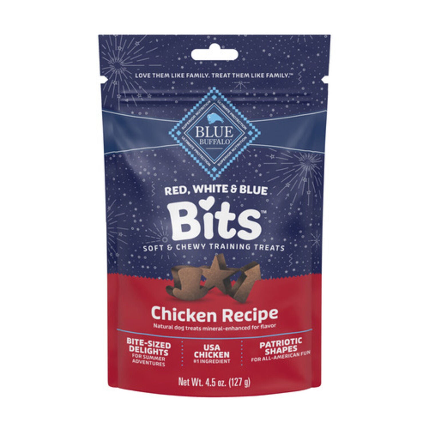 Blue Buffalo Bits Red, White & Blue Soft & Chewy Dog Training Treats, Chicken Recipe, 4.5-Oz