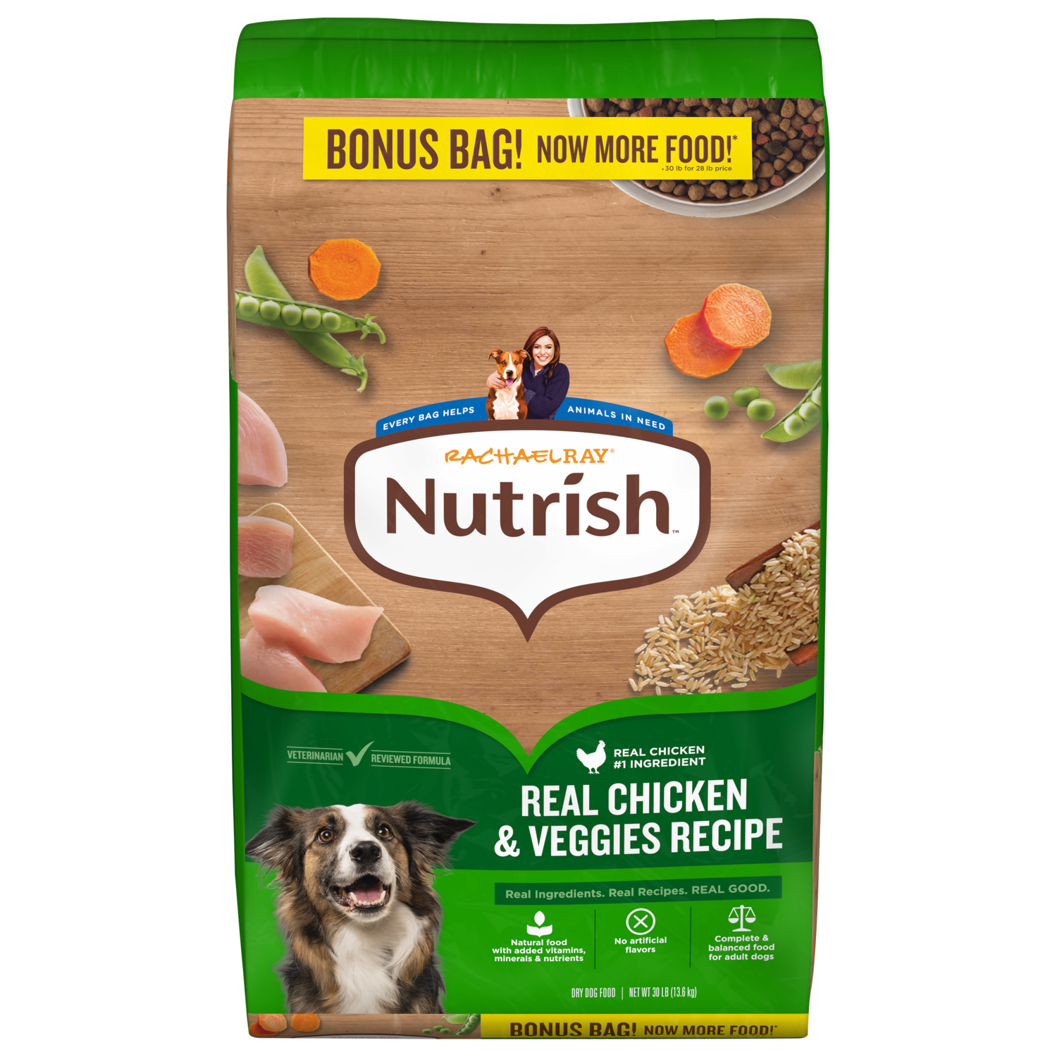 Rachel Ray Nutrish&trade; Real Chicken & Veggies Recipe Whole Health Blend Dry Dog Food, 30-Lb Bag