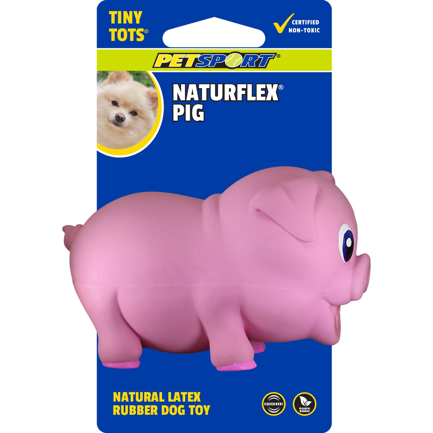 Petsport Naturflex Squeaky Rubber Pig Dog Toy, Large, 8"