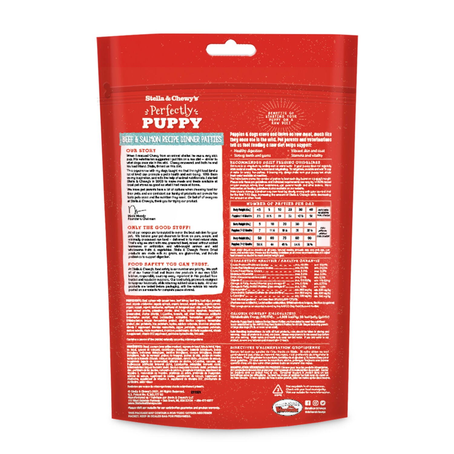 Stella & Chewy's Freeze-Dried Raw Dinner Patties For Puppies - Perfectly Puppy Beef & Salmon Recipe - 5.5 Ounce Bag