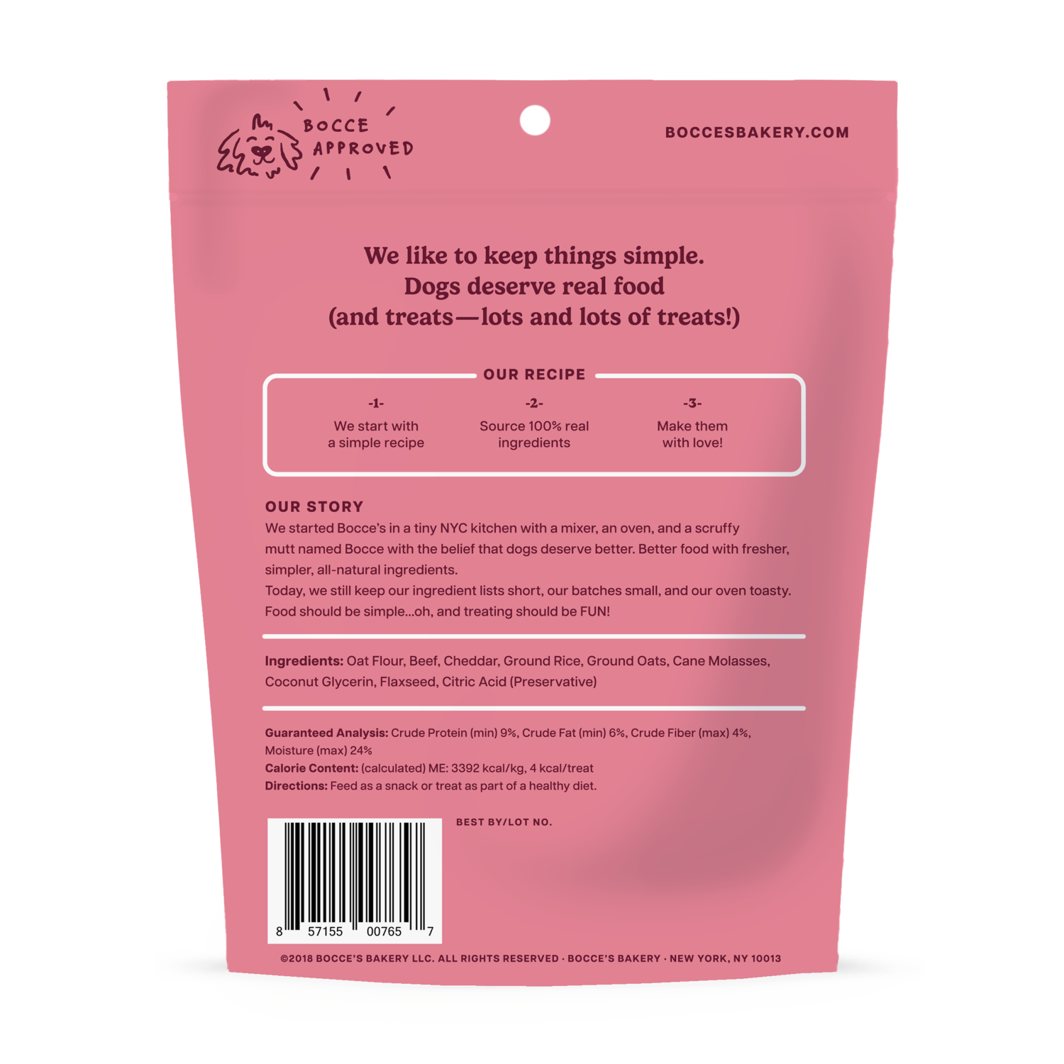 Bocce's Bakery Say Moo Training Bites Dog Treats, Beef & Cheddar Recipe, 6-Oz Bag