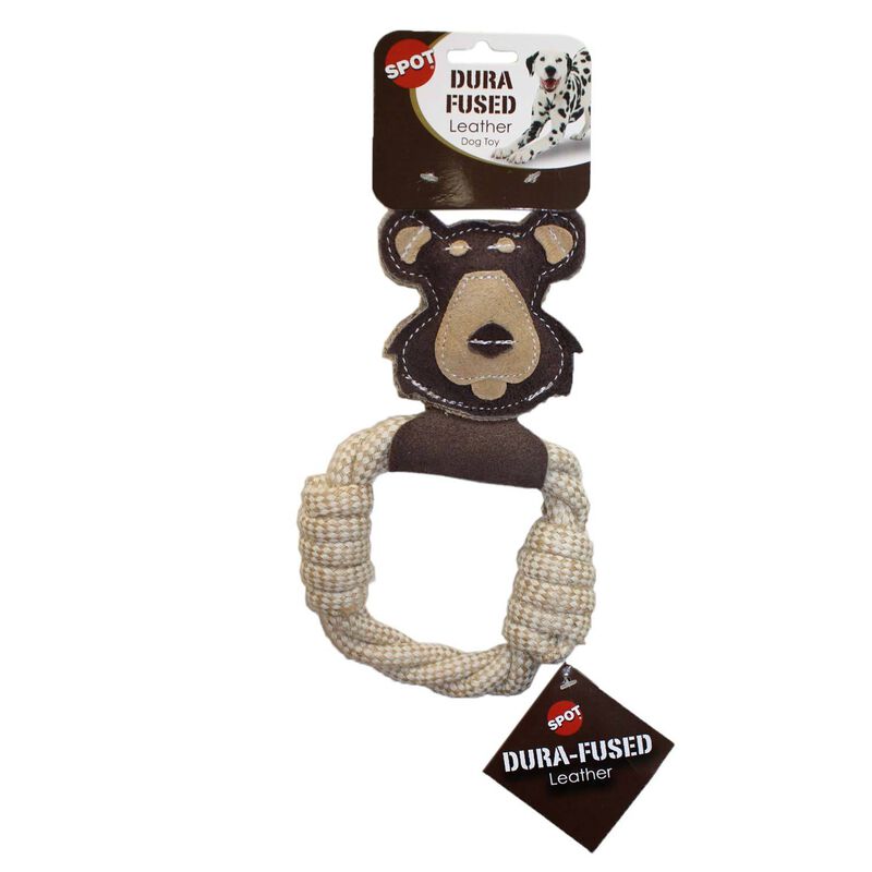Dura Fuse Leather With Rope Ring Dog Toy 11" image number 1