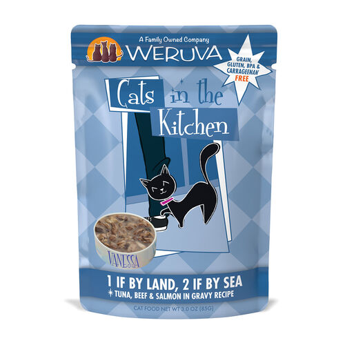 Cats In The Kitchen 1 If By Land, 2 If By Sea Tuna, Beef & Salmon In Gravy Cat Food